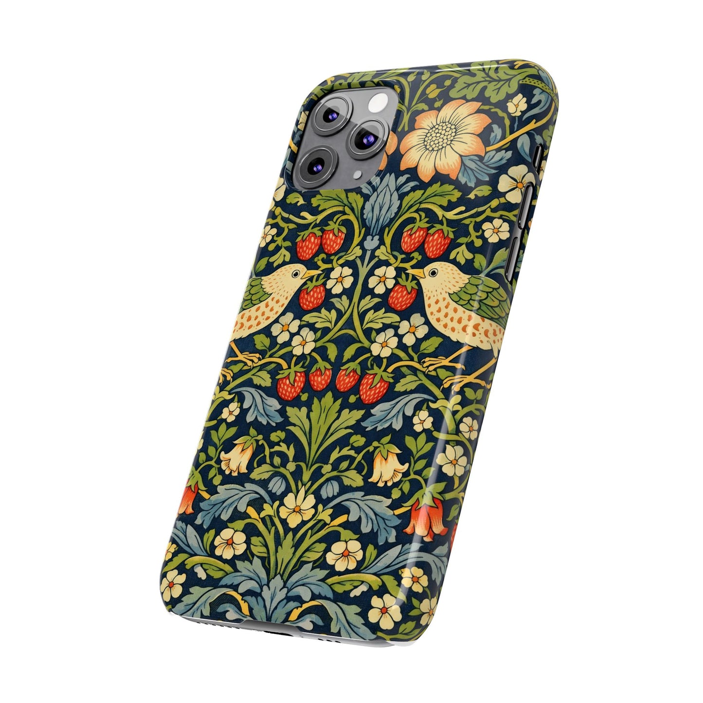 Slim Phone Case — Vintage William Morris Strawberry Thief Floral Pattern