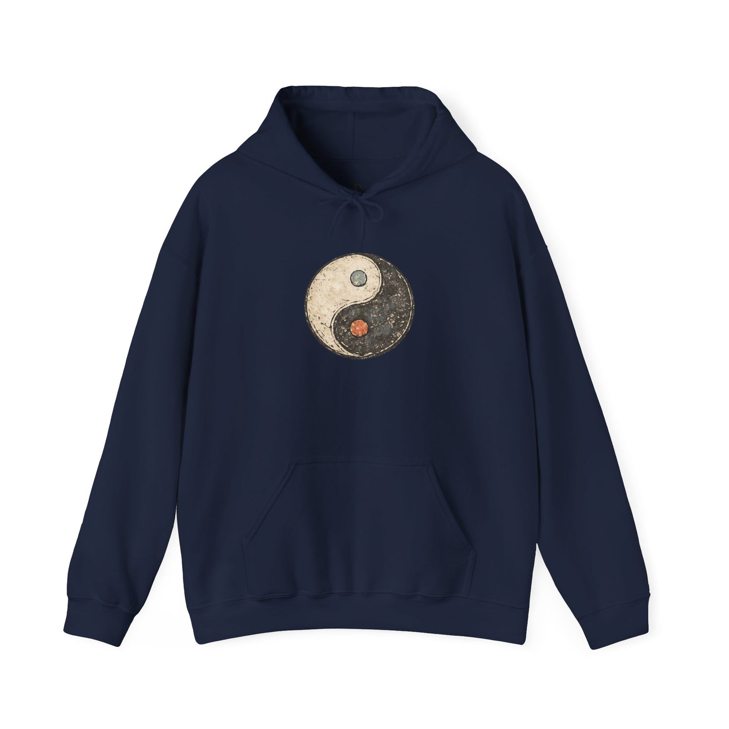 Yin Yang Symbol Hoodie No Logo On Back — Vintage Taoist Balance Pullover