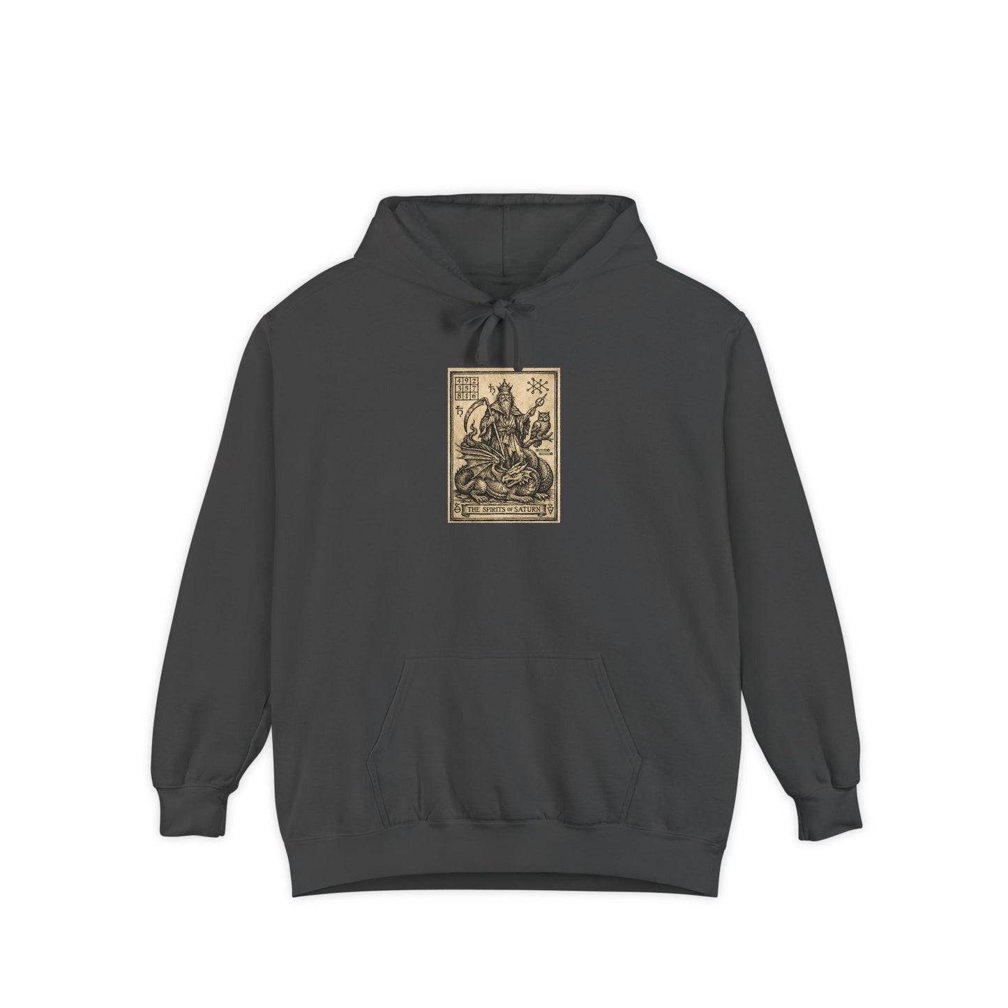 Tarot Rider-Style Hooded Sweatshirt — Vintage Death Card Graphic Hoodie
