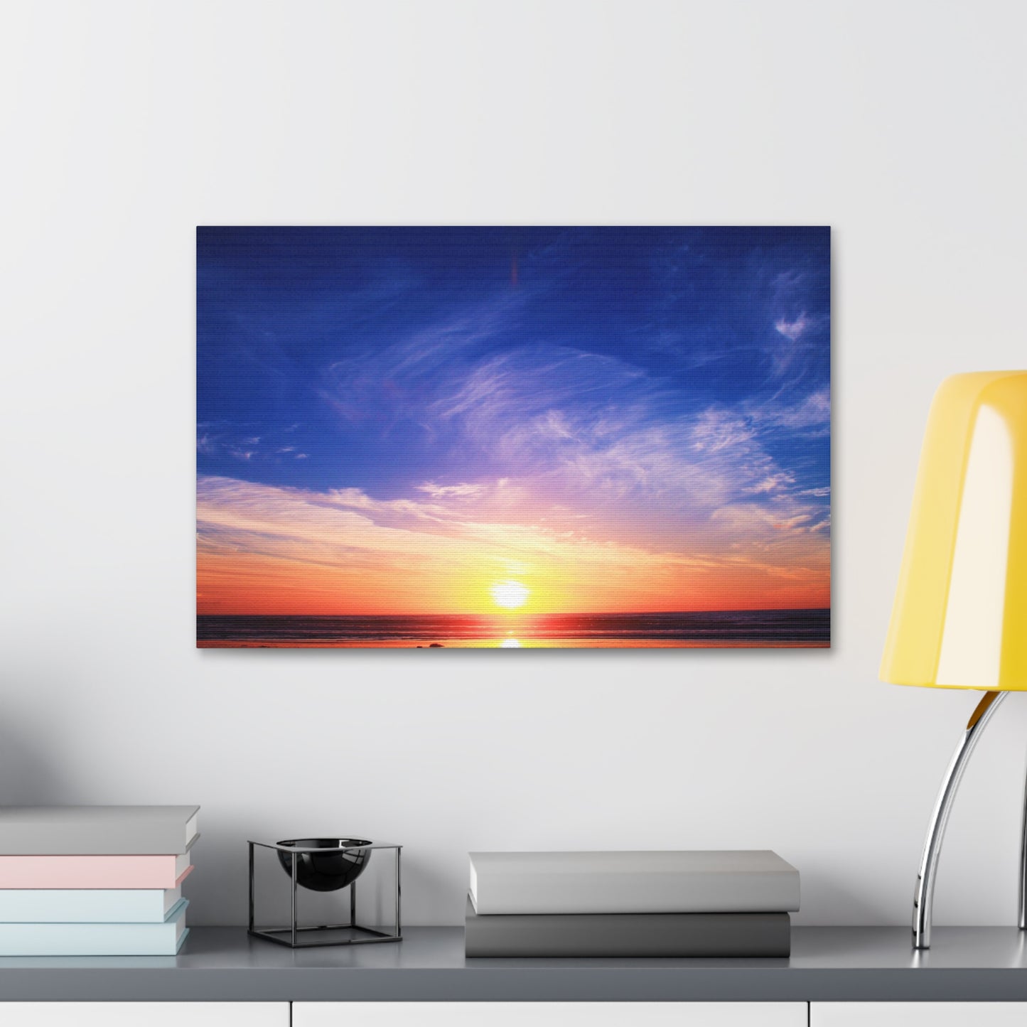 Sunset Ocean Horizon Canvas, Stretched 1.5"