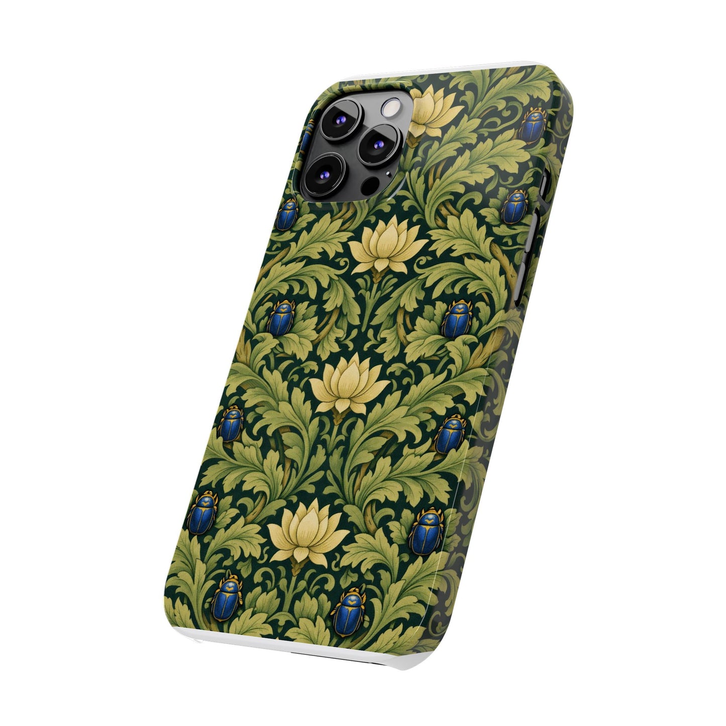 Vintage William Morris Green Lotus & Beetle Slim Phone Case