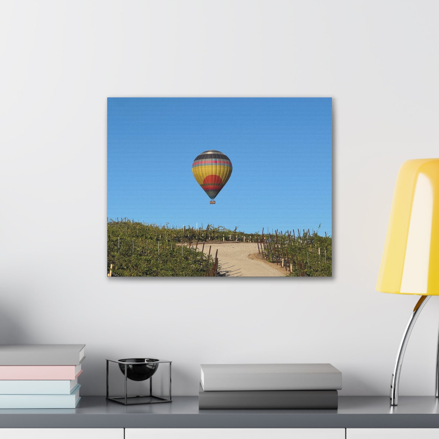 Hot Air Balloon Over Vineyard Canvas