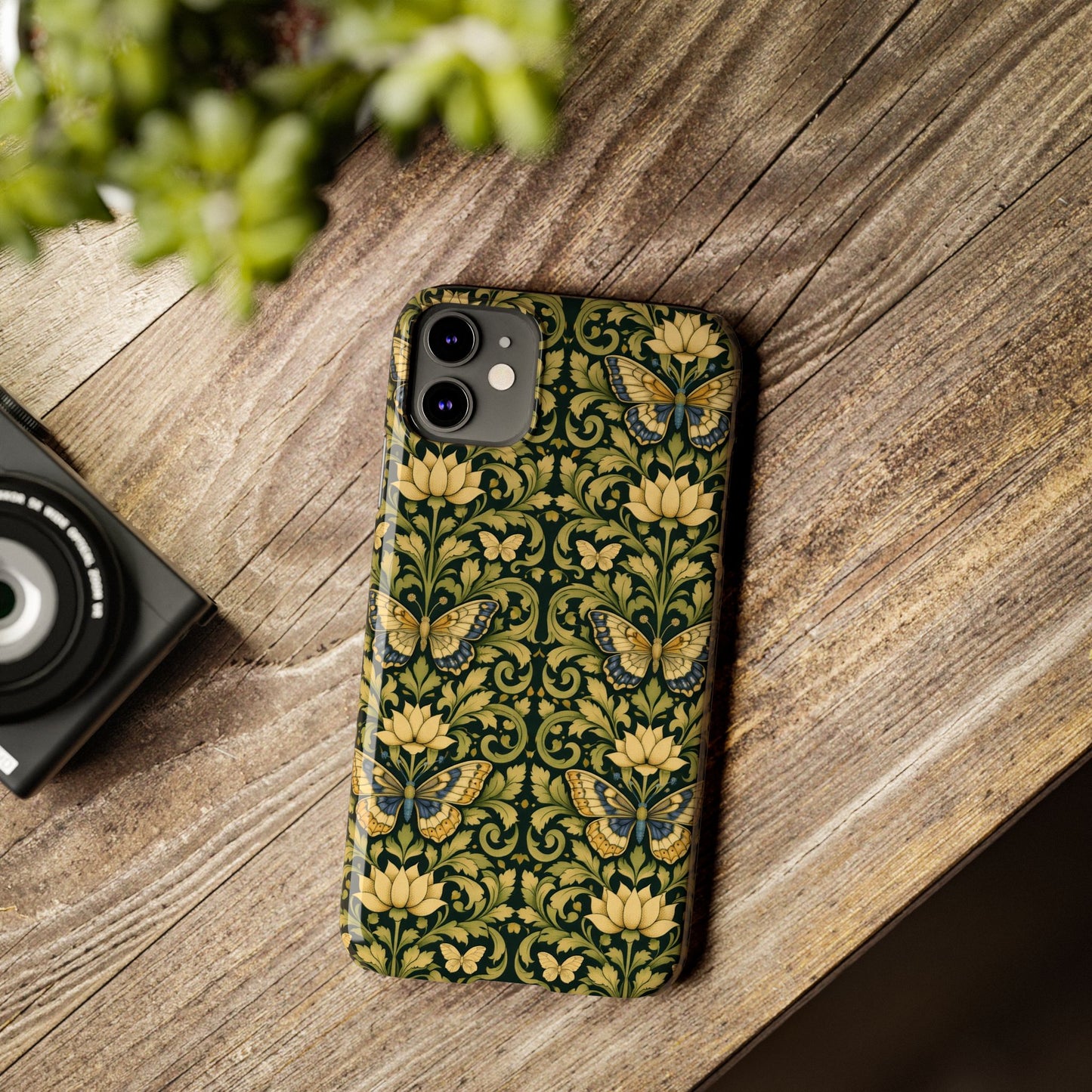 Victorian Butterfly Slim Phone Case — Vintage Floral Pattern