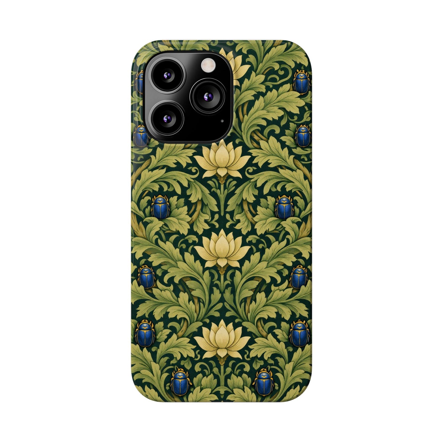 Vintage William Morris Green Lotus & Beetle Slim Phone Case