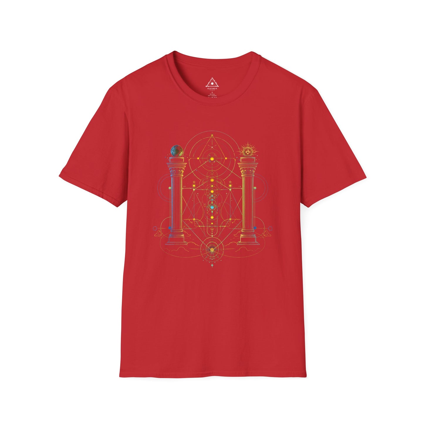 Mystic Pillars Geometry T-Shirt — Celestial Alchemy Graphic Tee