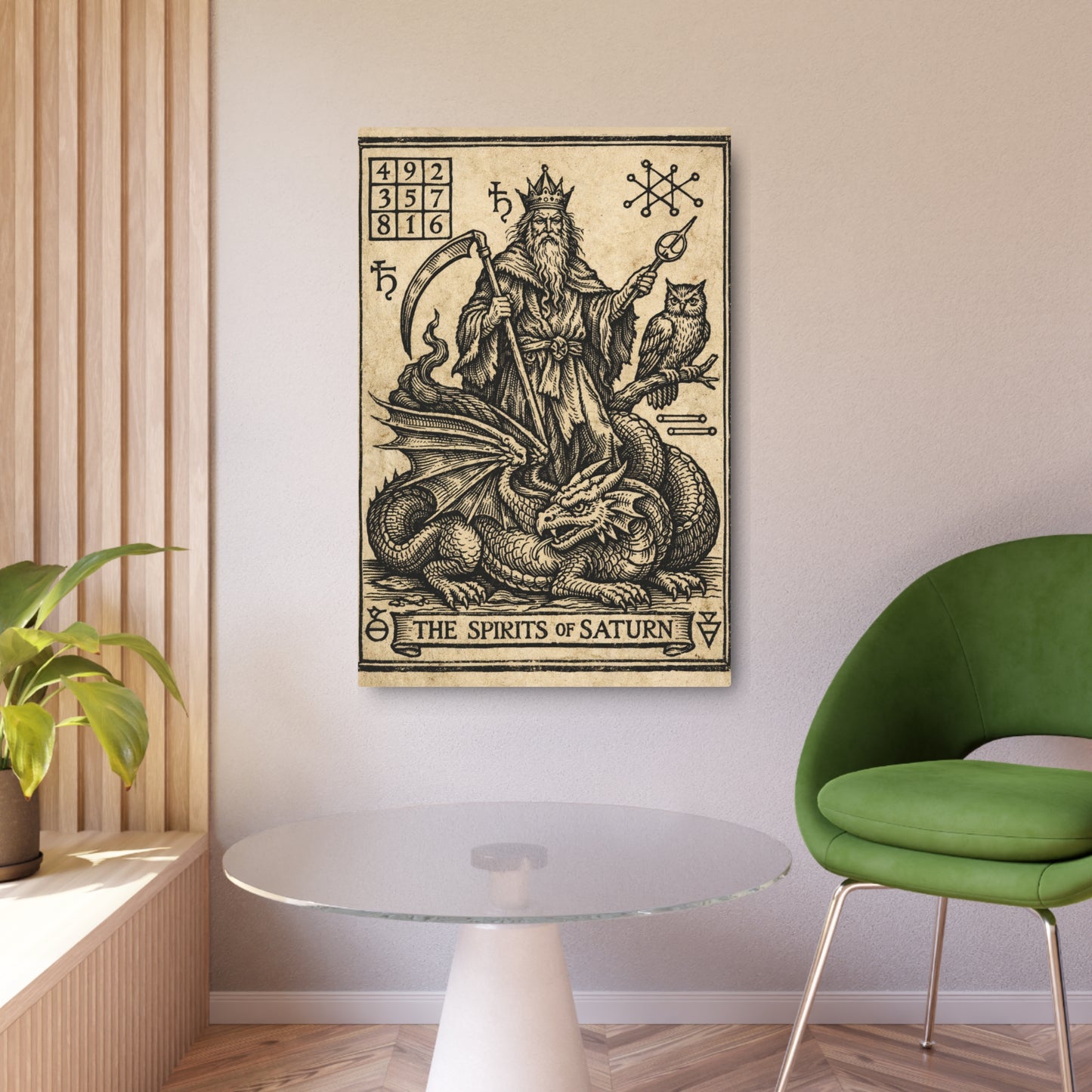Saturn Spirits Metal Art Sign — Illustration Wall Plaque