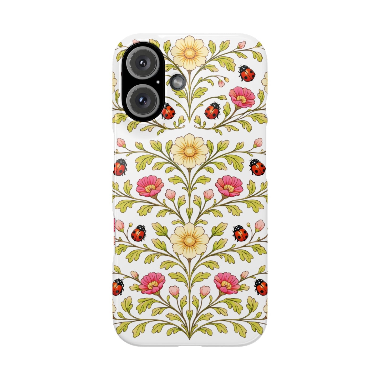 Floral Ladybug Slim Phone Case — Vintage Garden Pattern