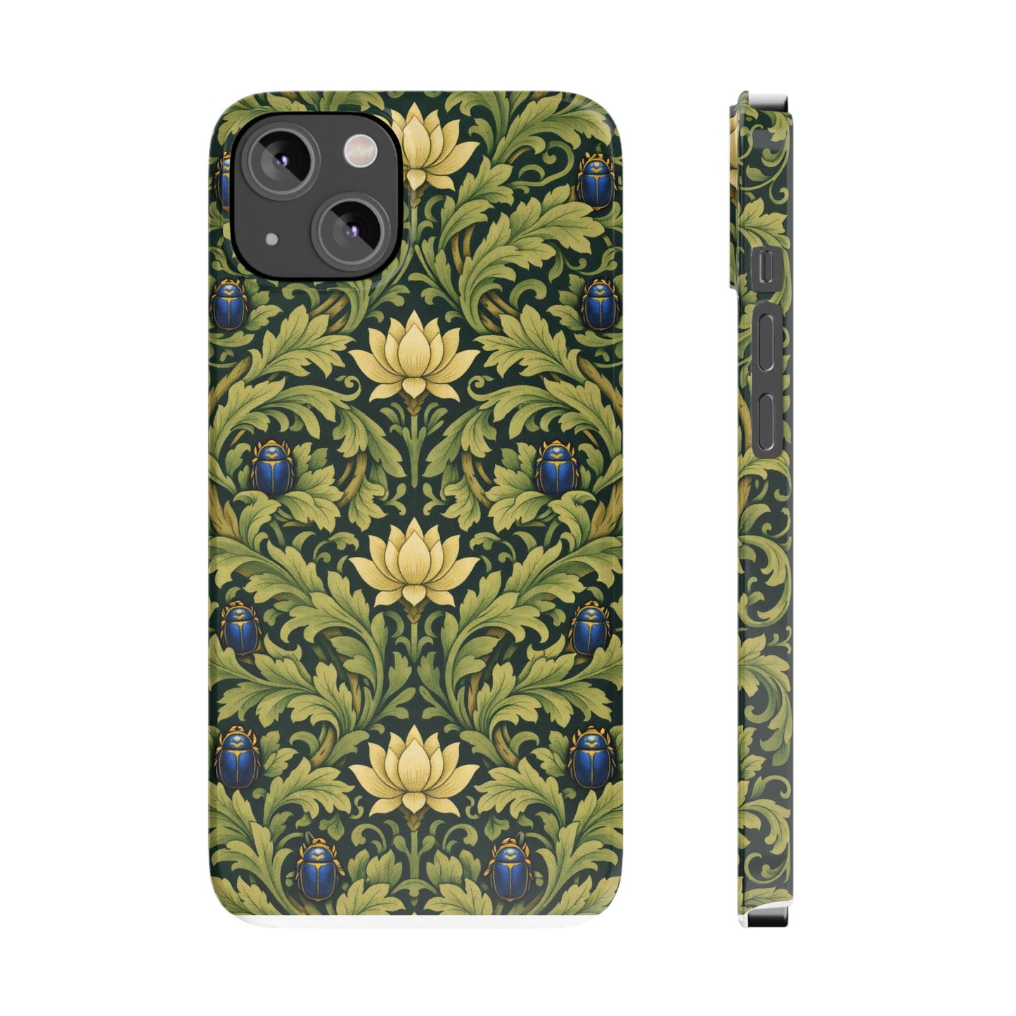 Vintage William Morris Green Lotus & Beetle Slim Phone Case