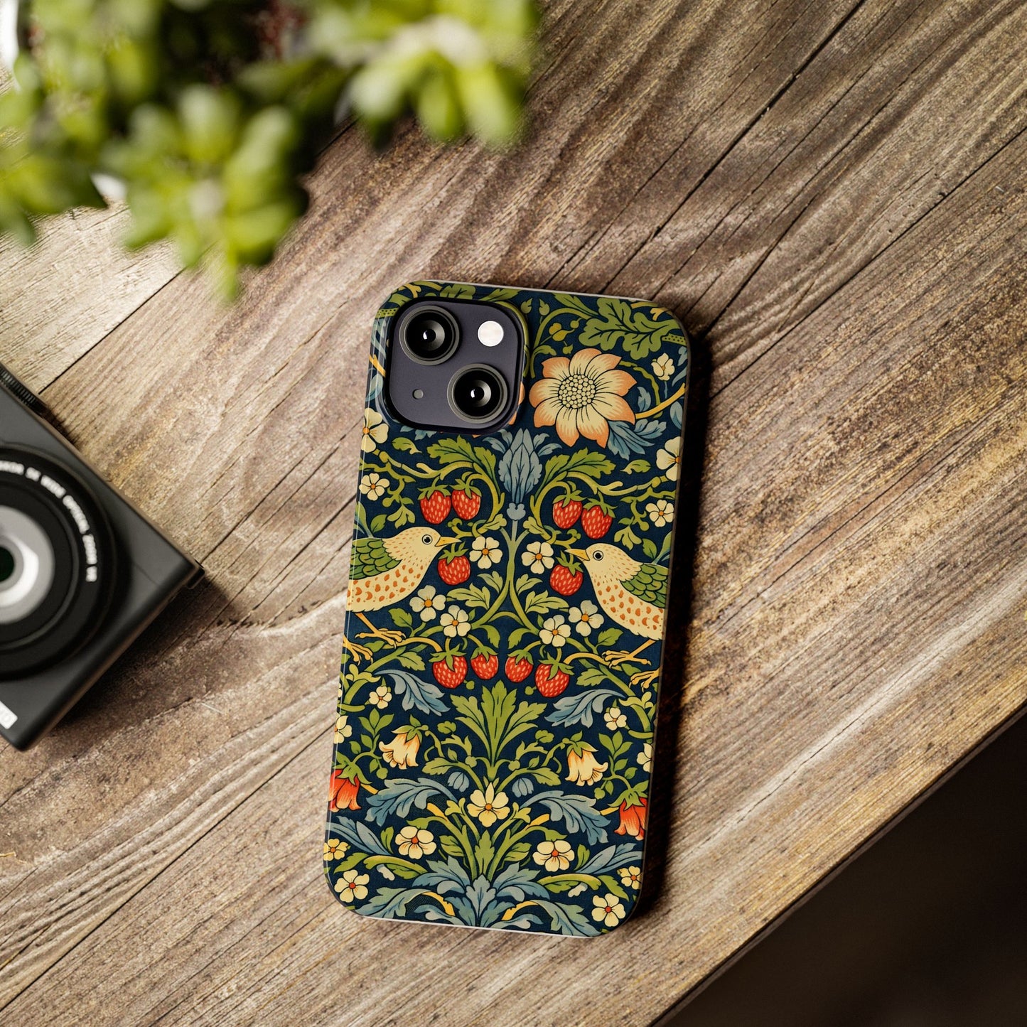 Slim Phone Case — Vintage William Morris Strawberry Thief Floral Pattern