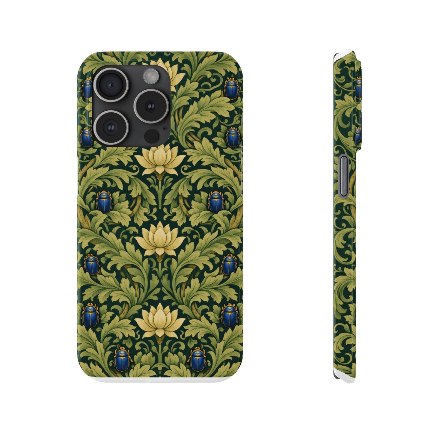 Vintage William Morris Green Lotus & Beetle Slim Phone Case