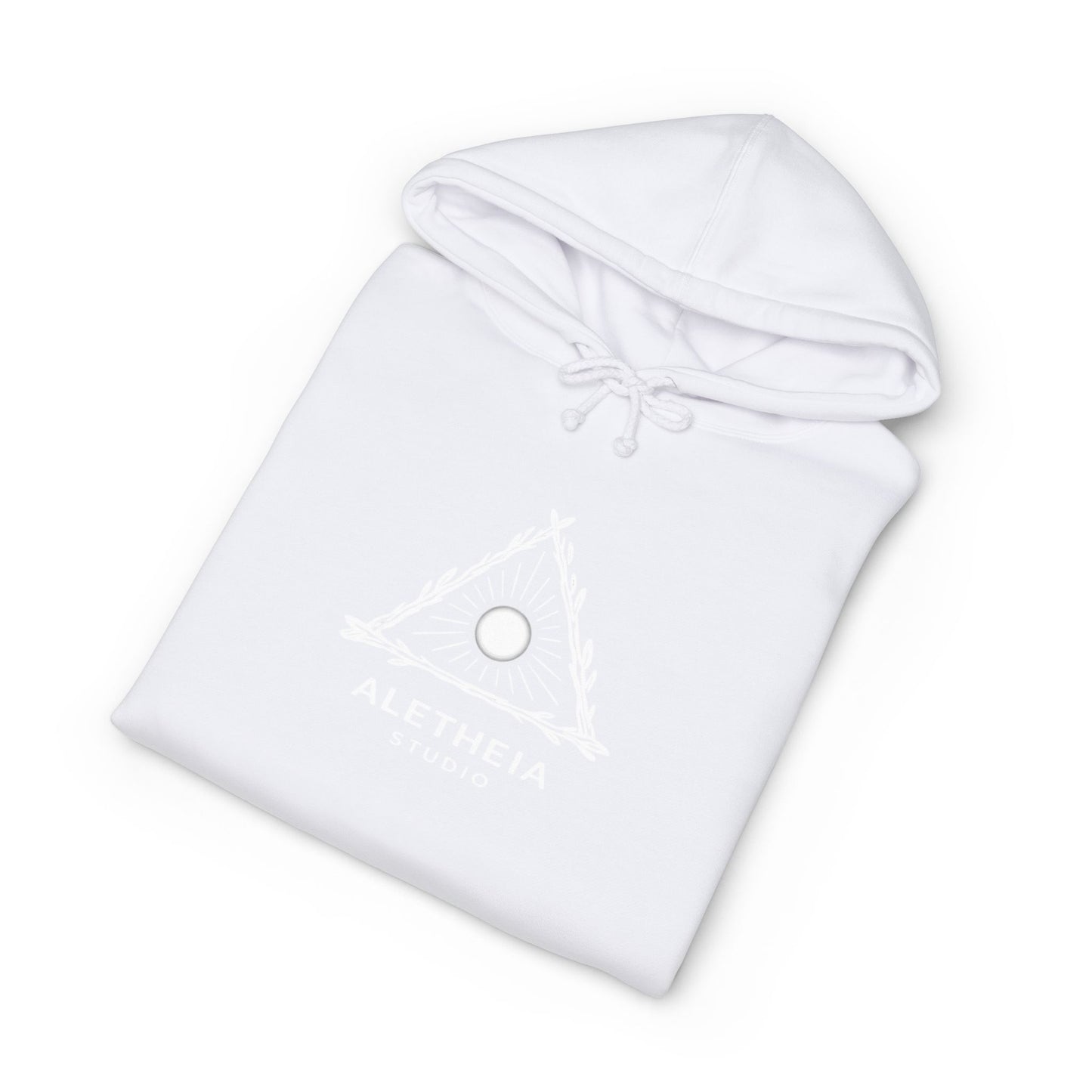 Minimalist Triangle Logo Hoodie — White Casual Streetwear
