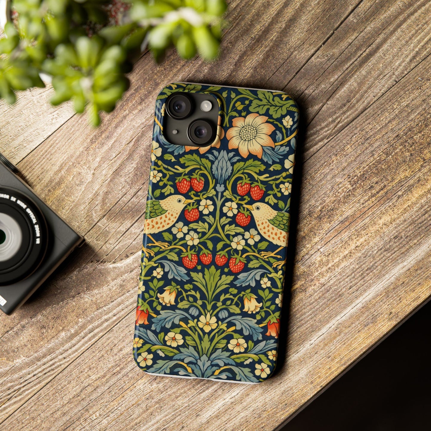 Slim Phone Case — Vintage William Morris Strawberry Thief Floral Pattern