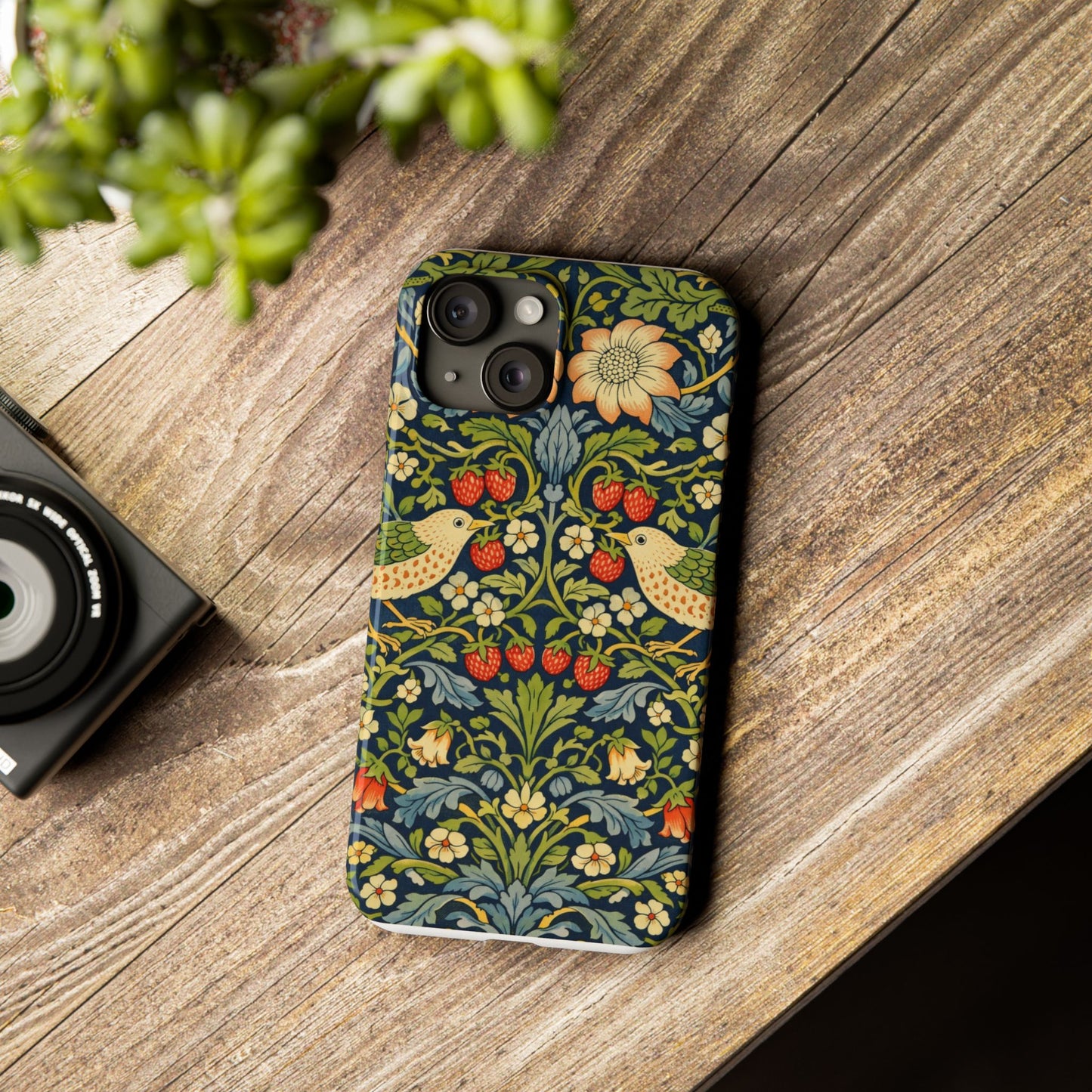 Slim Phone Case — Vintage William Morris Strawberry Thief Floral Pattern