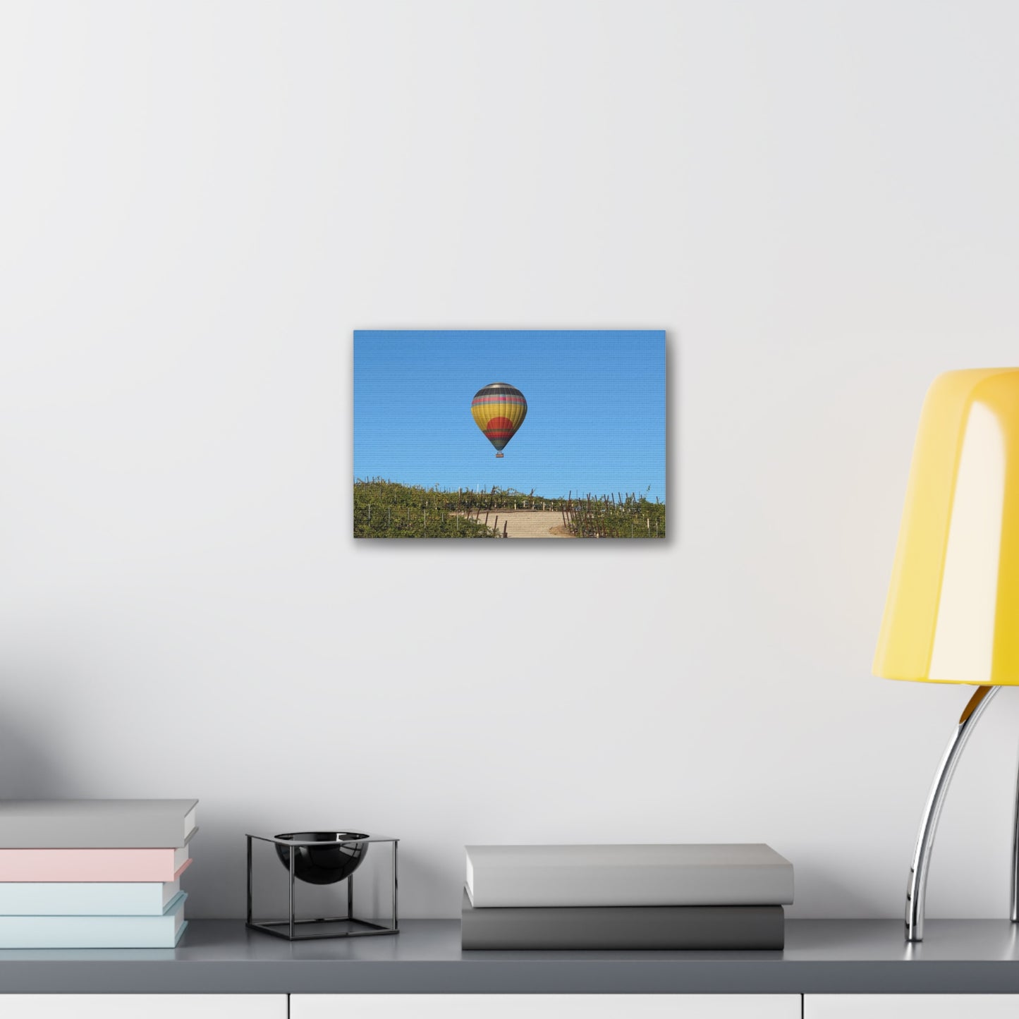 Hot Air Balloon Over Vineyard Canvas