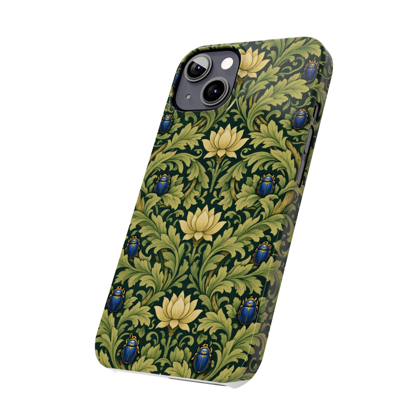 Vintage William Morris Green Lotus & Beetle Slim Phone Case