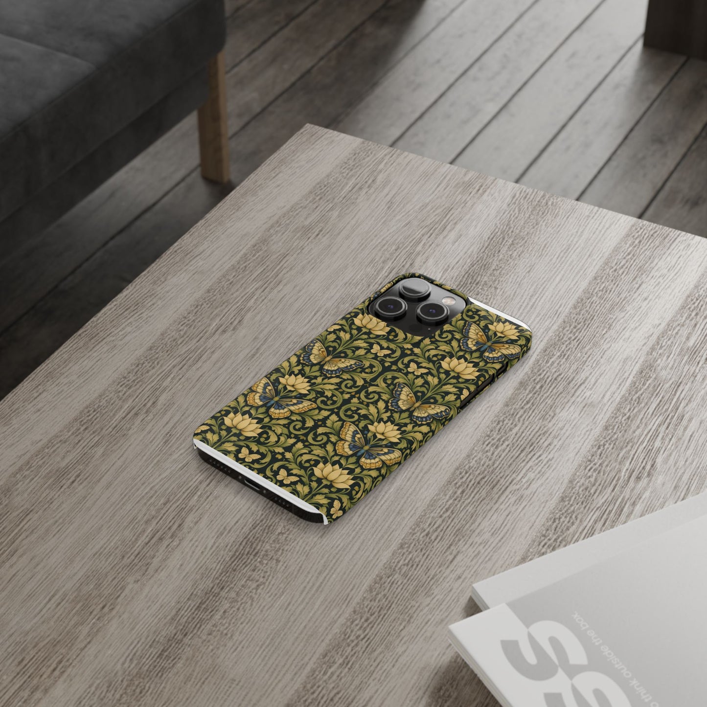Victorian Butterfly Slim Phone Case — Vintage Floral Pattern