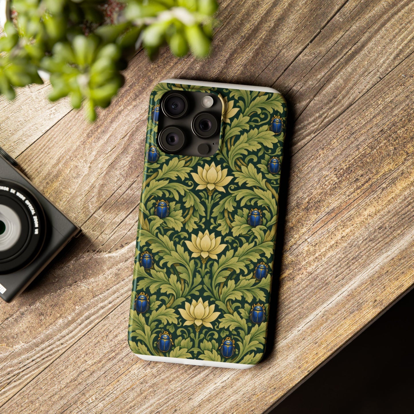 Vintage William Morris Green Lotus & Beetle Slim Phone Case