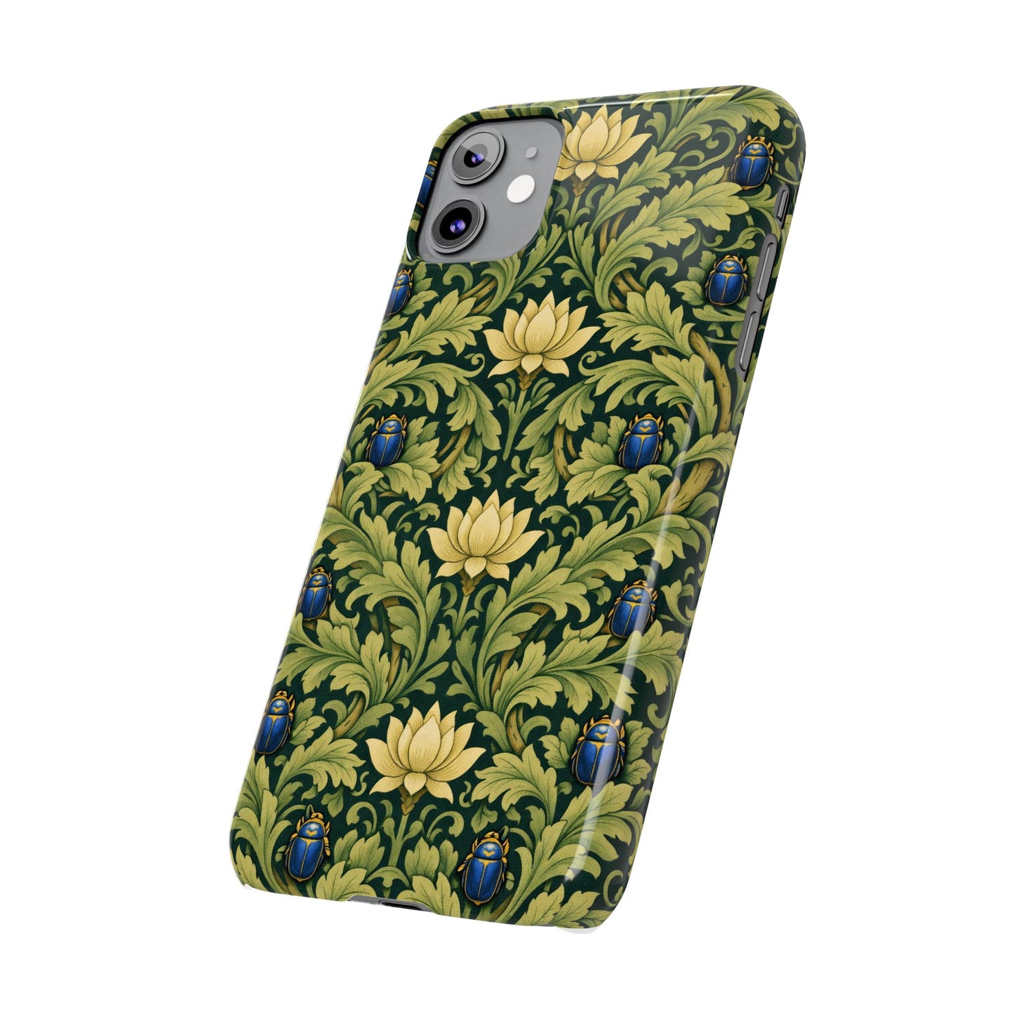 Vintage William Morris Green Lotus & Beetle Slim Phone Case