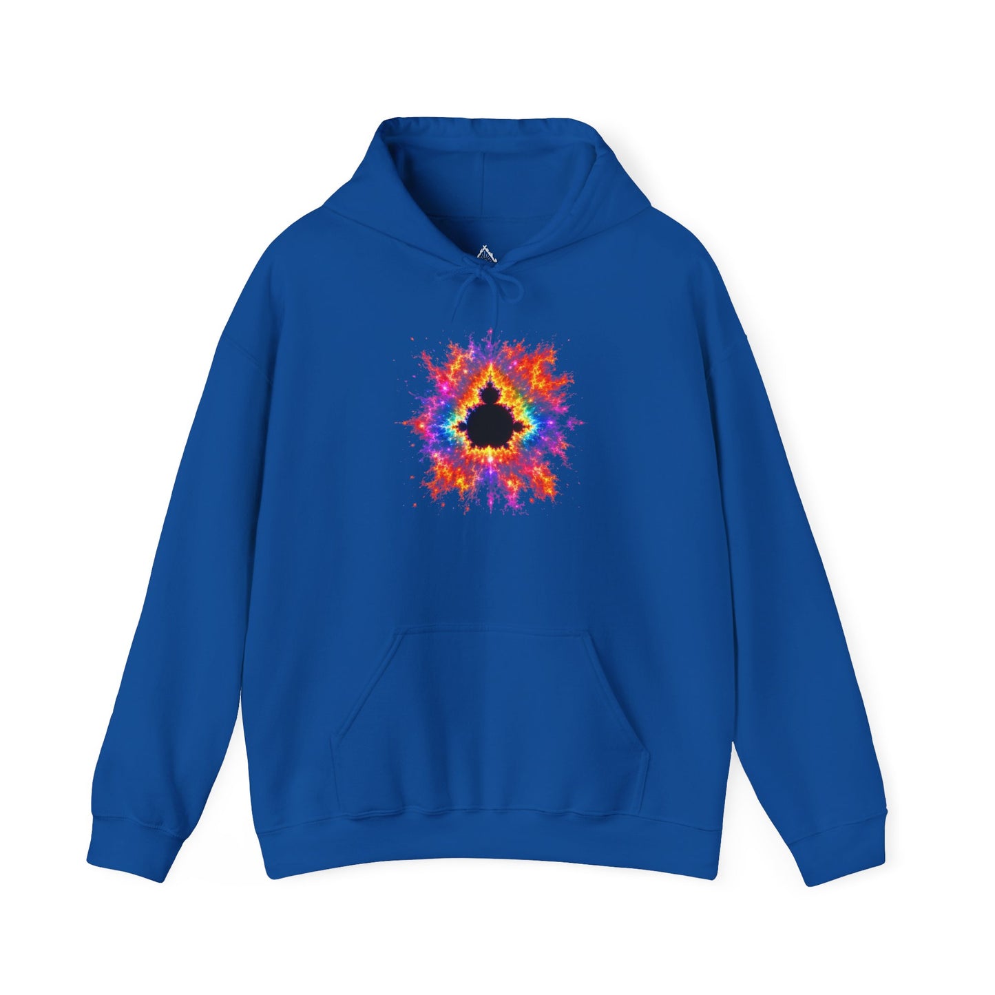 Mandelbrot Nebula Hoodie — Rainbow Fractal Explosion Pullover