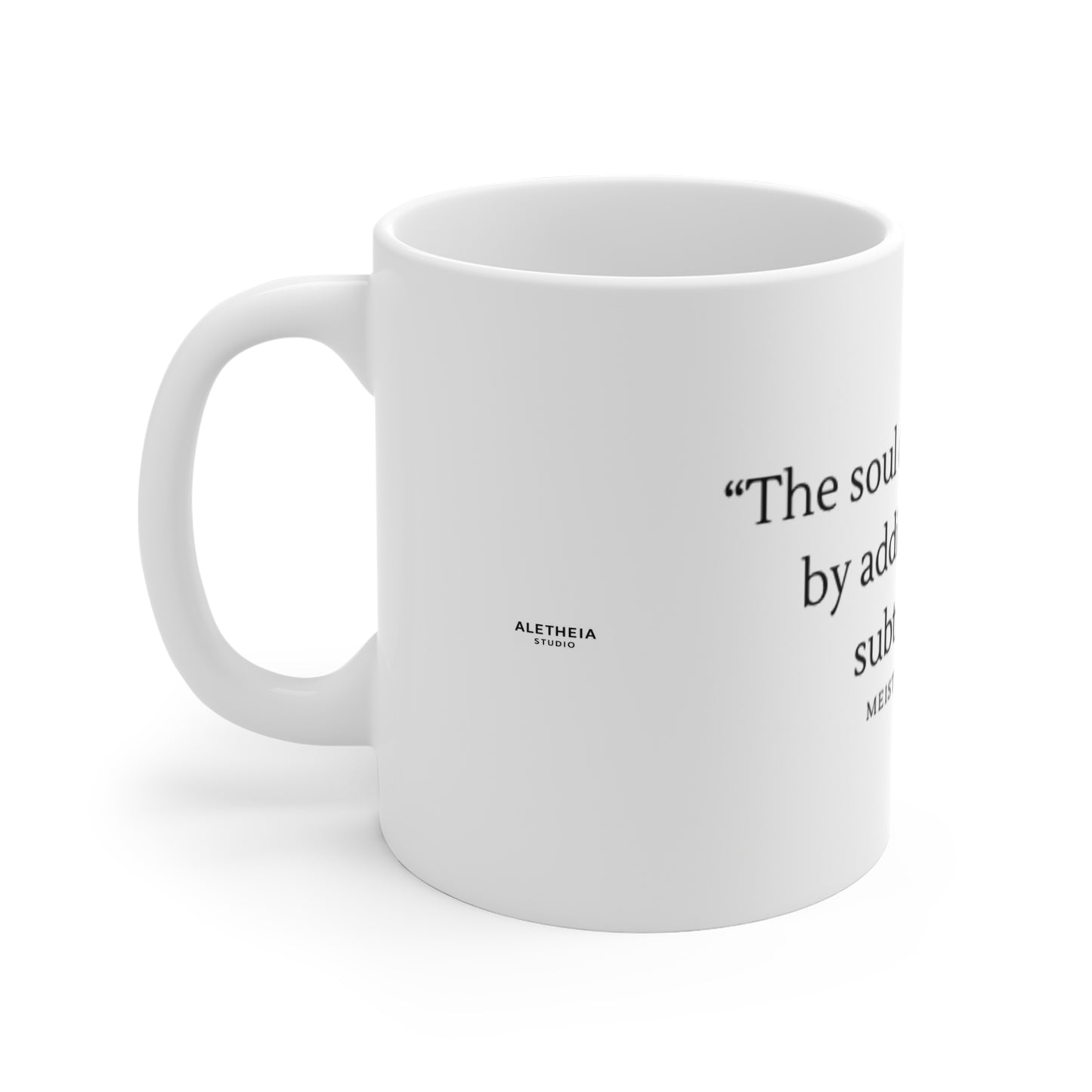 “The soul does not grow by addition but by subtraction.” Quote Mug | Minimalist Text Ceramic Coffee Cup