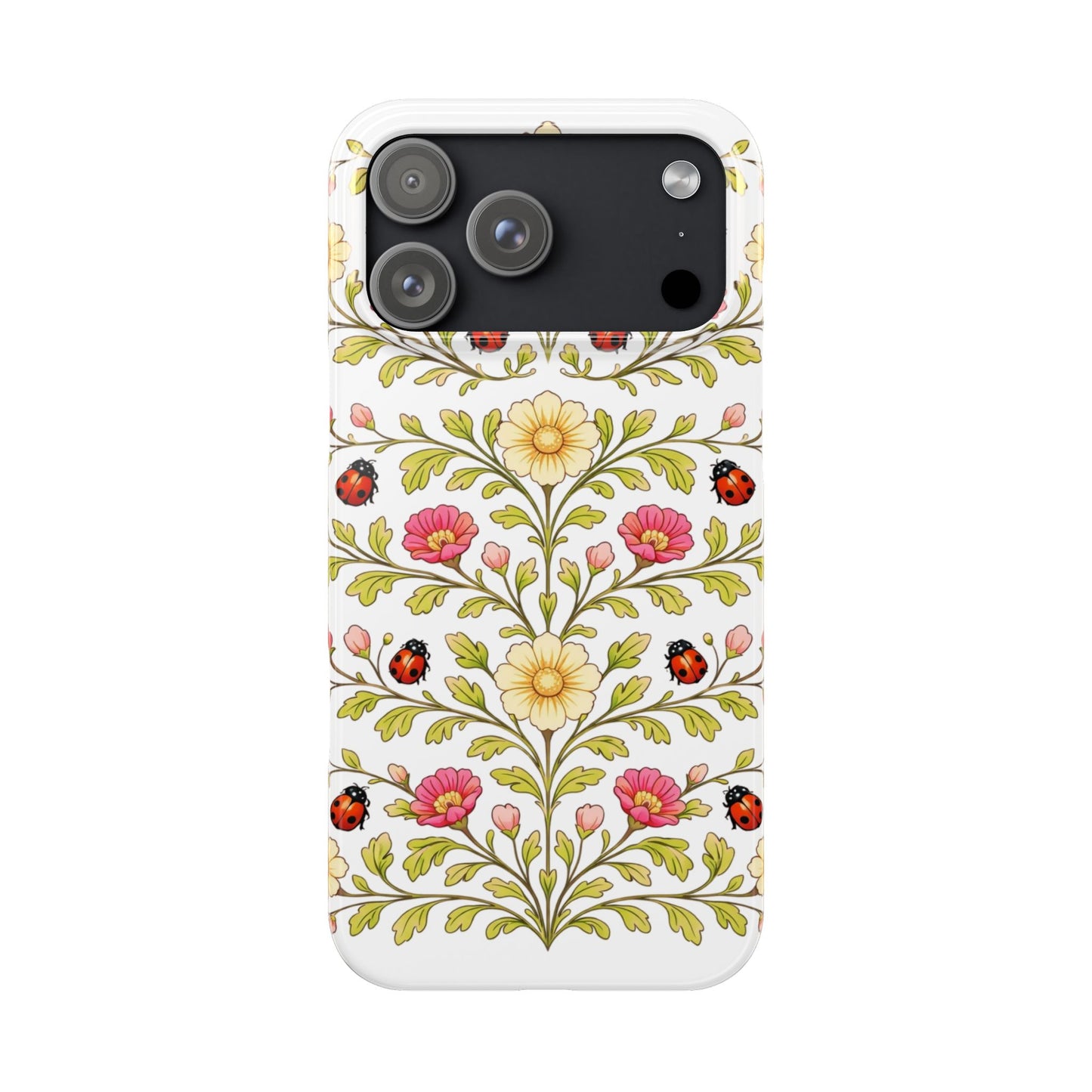 Floral Ladybug Slim Phone Case — Vintage Garden Pattern