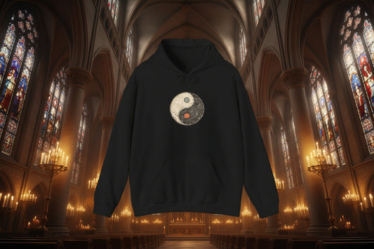 Yin Yang Symbol Hoodie No Logo On Back — Vintage Taoist Balance Pullover
