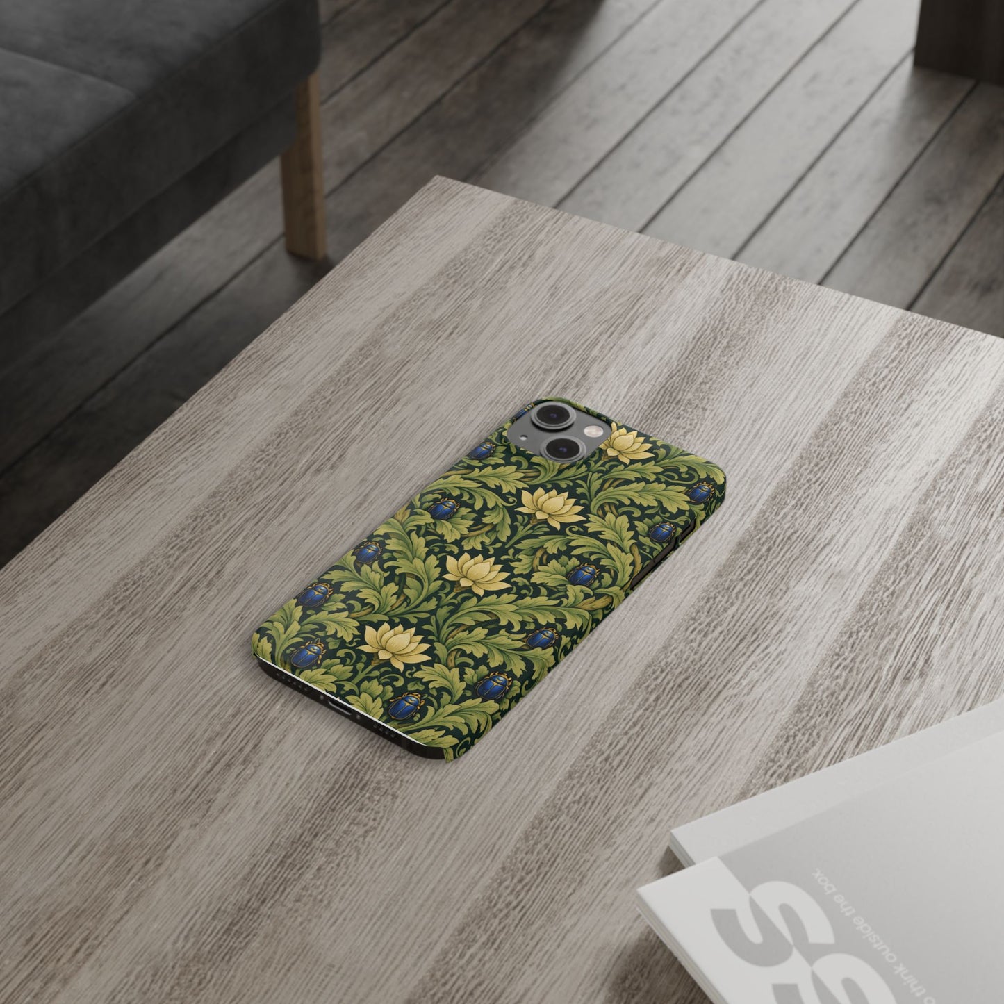 Vintage William Morris Green Lotus & Beetle Slim Phone Case