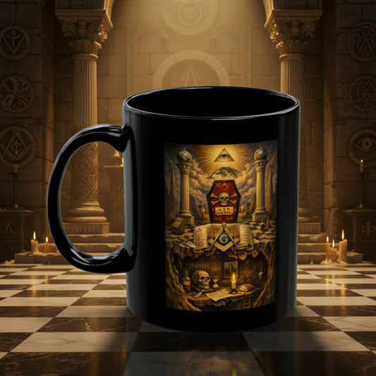 Masonic Third Degree Symbolism — Black Ceramic Mug