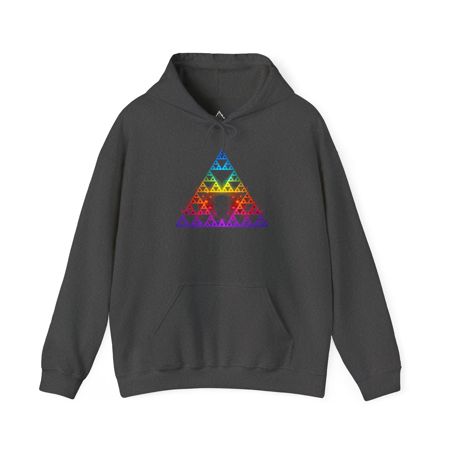 Sierpiński Fractal Hoodie — Rainbow Sacred Geometry Pullover