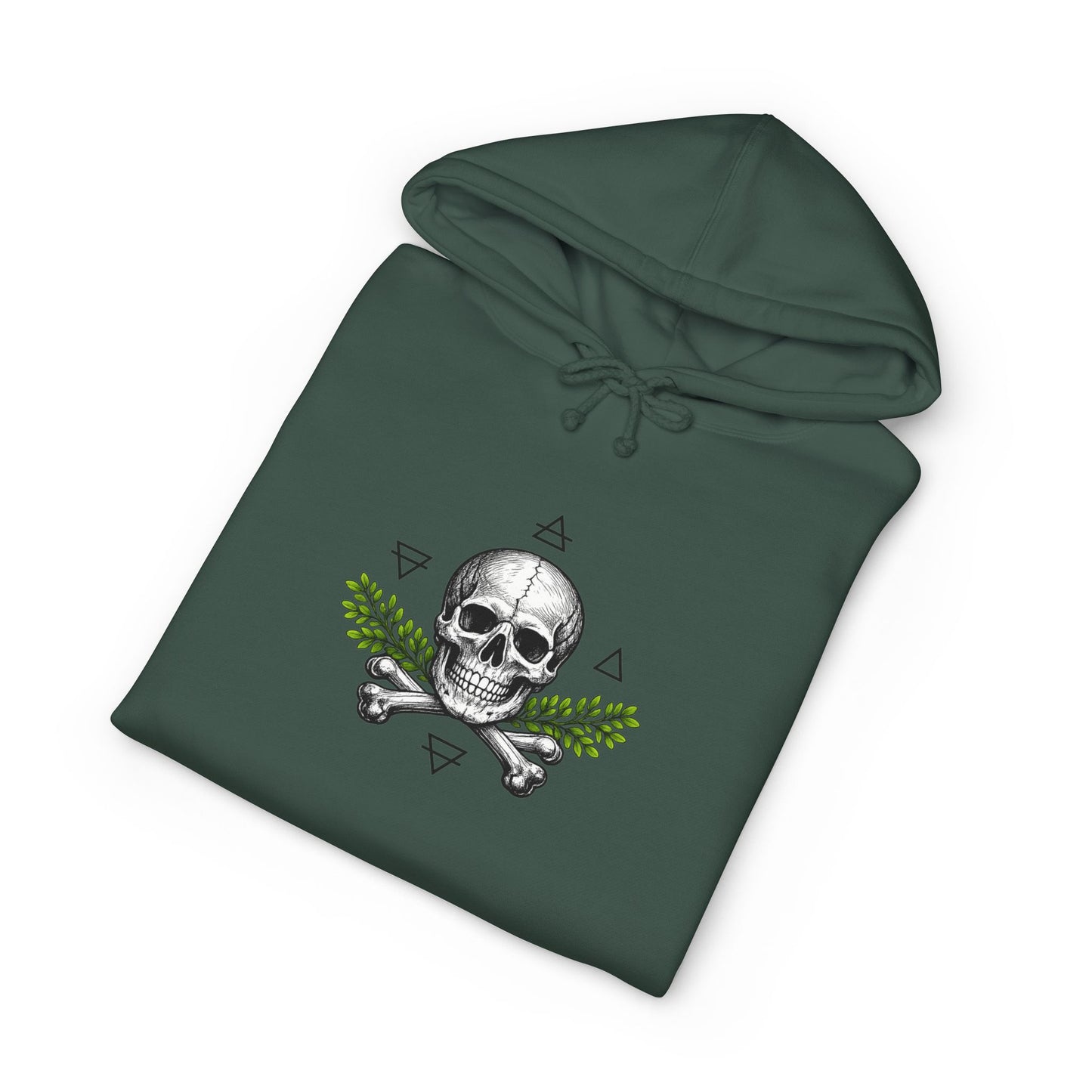 Skull & Acacia Sprig Hoodie — Gothic Skull Graphic Pullover