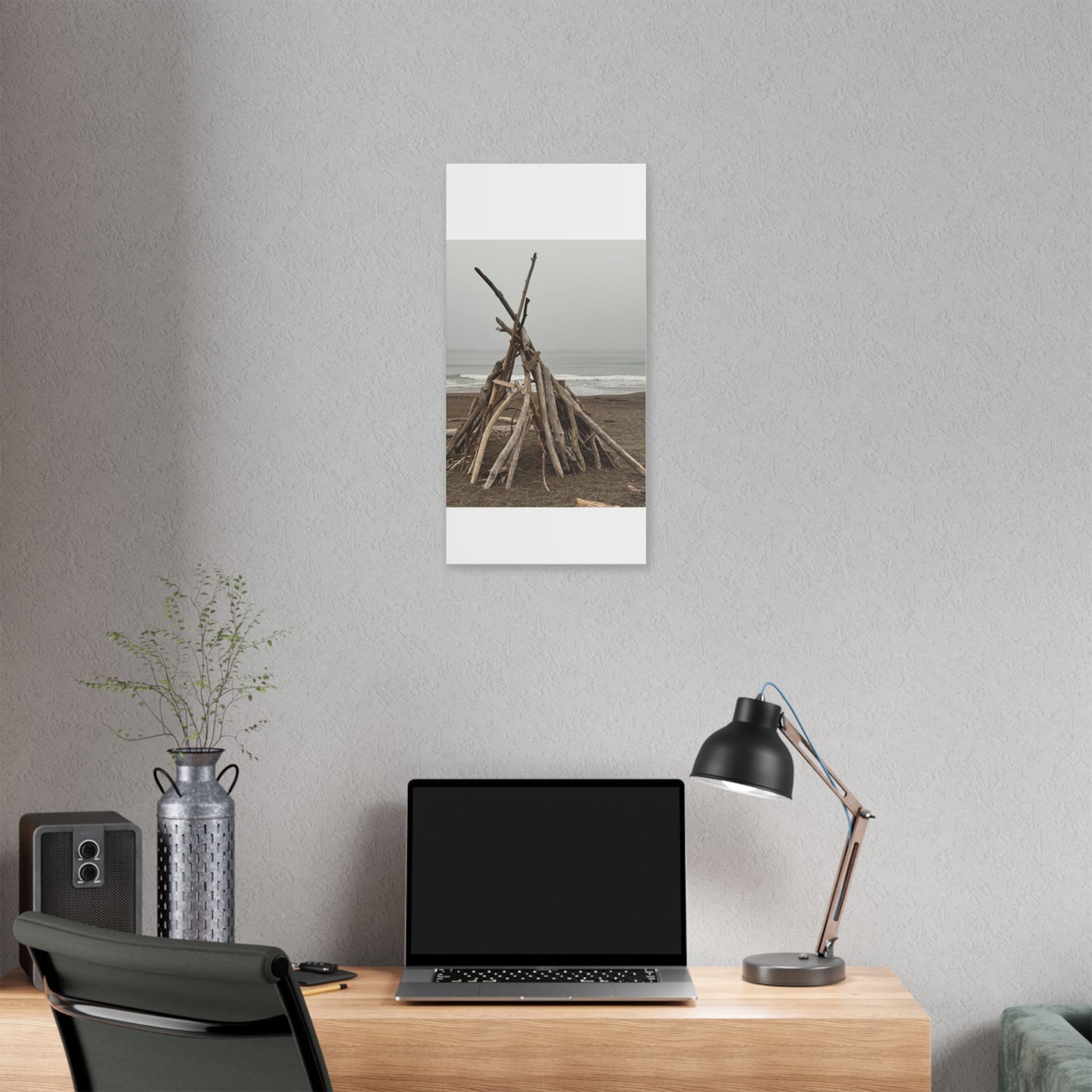 Driftwood Teepee Beach Driftwood Canvas