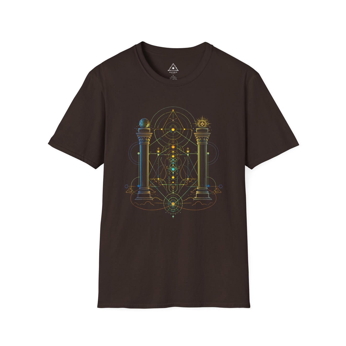 Mystic Pillars Geometry T-Shirt — Celestial Alchemy Graphic Tee