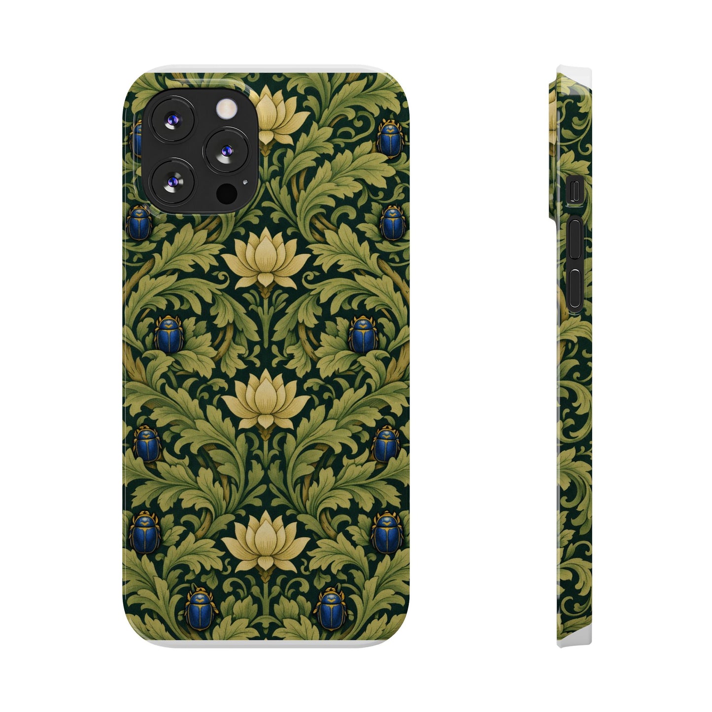 Vintage William Morris Green Lotus & Beetle Slim Phone Case
