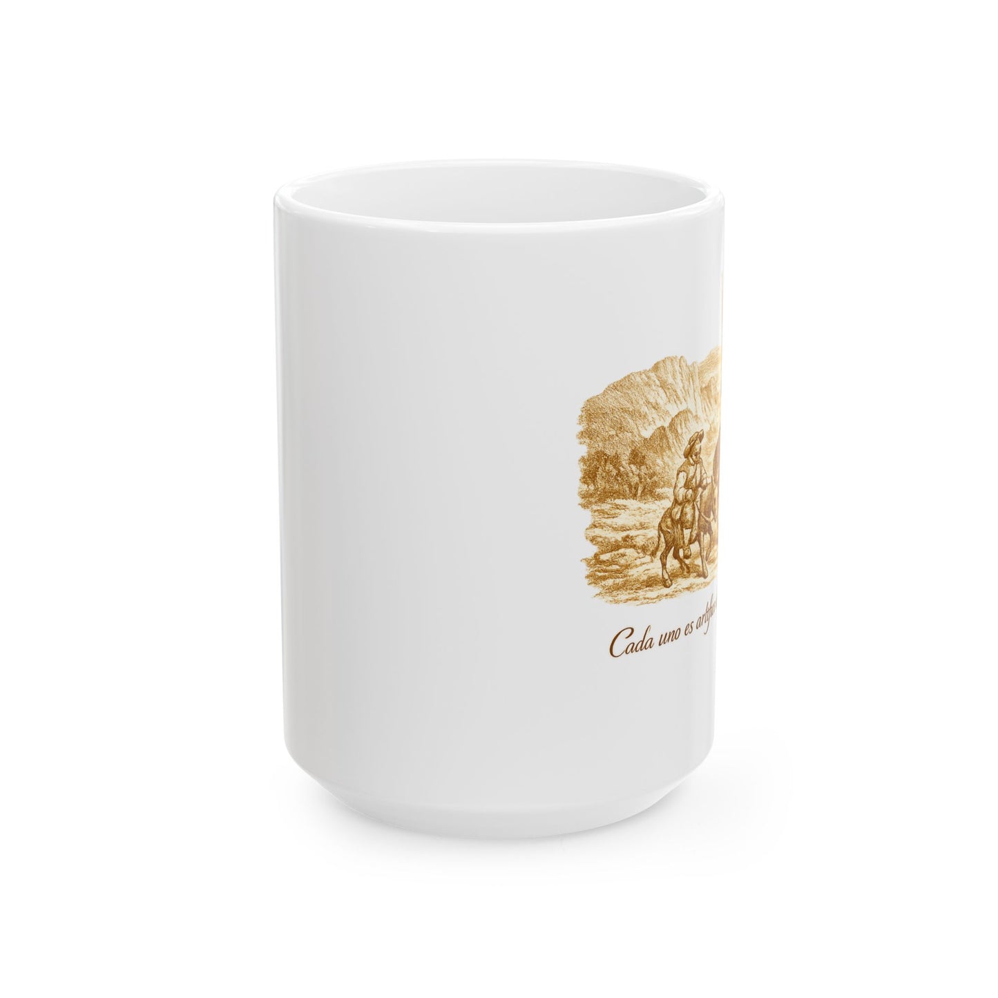 Don Quixote Ceramic Mug – Sepia Print | Cervantes Quote