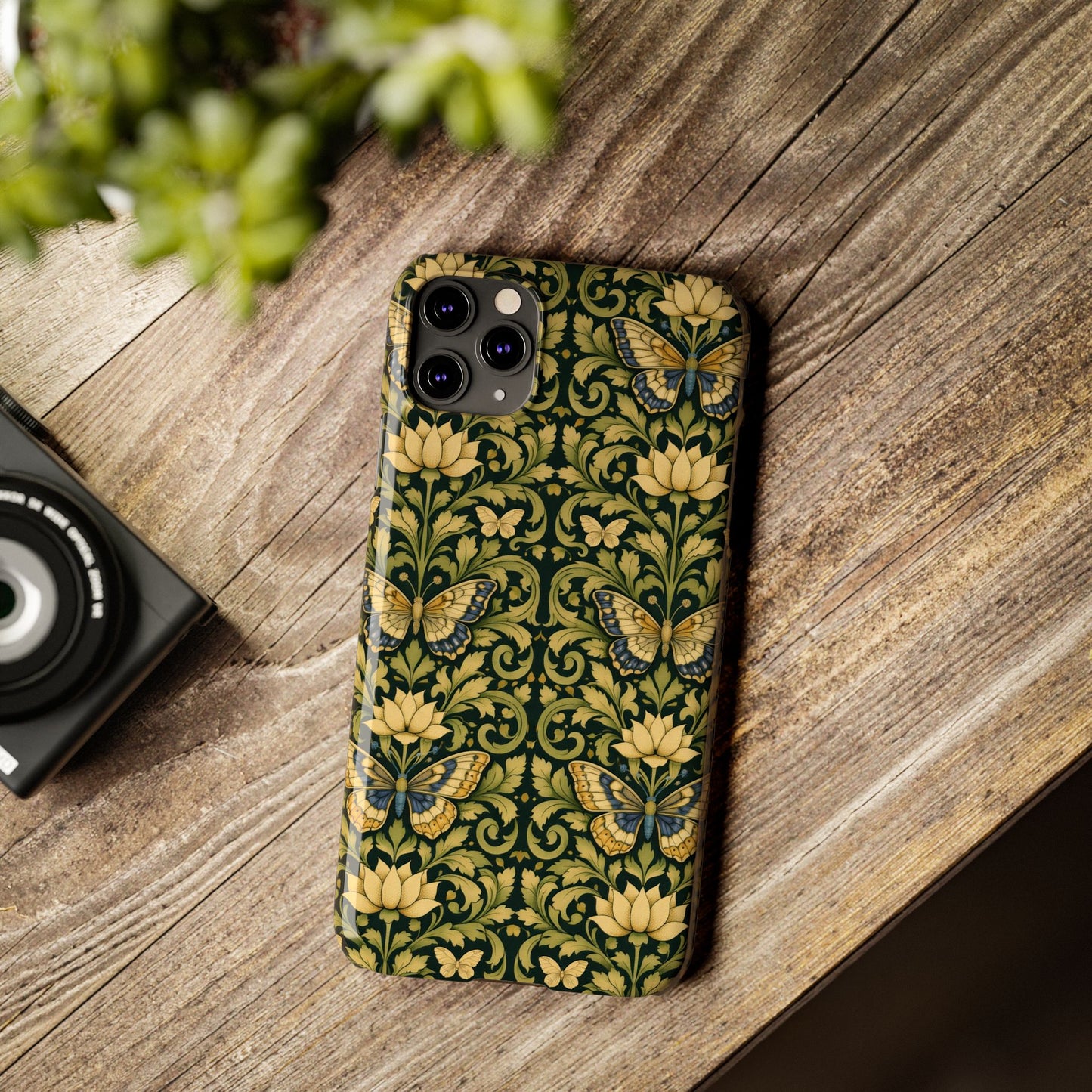 Victorian Butterfly Slim Phone Case — Vintage Floral Pattern