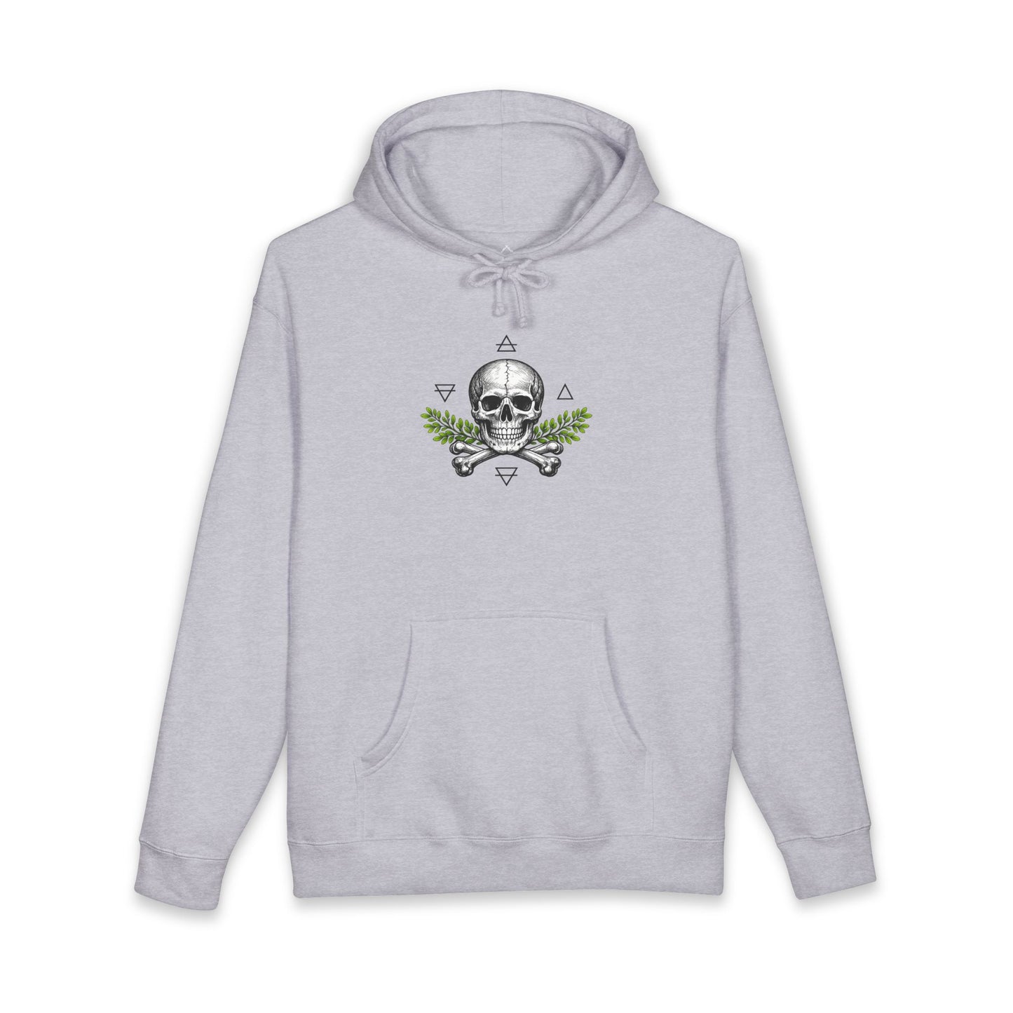 Skull & Acacia Sprig Hoodie — Gothic Skull Graphic Pullover