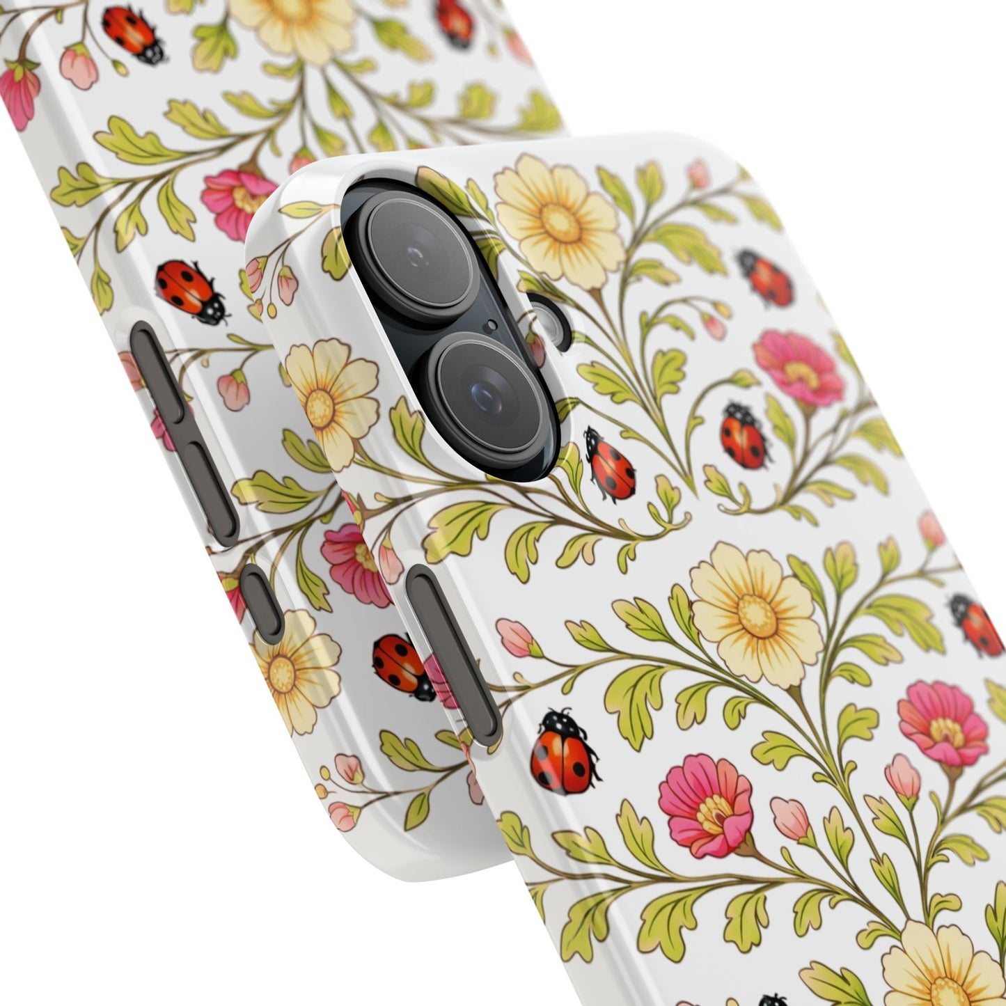 Floral Ladybug Slim Phone Case — Vintage Garden Pattern