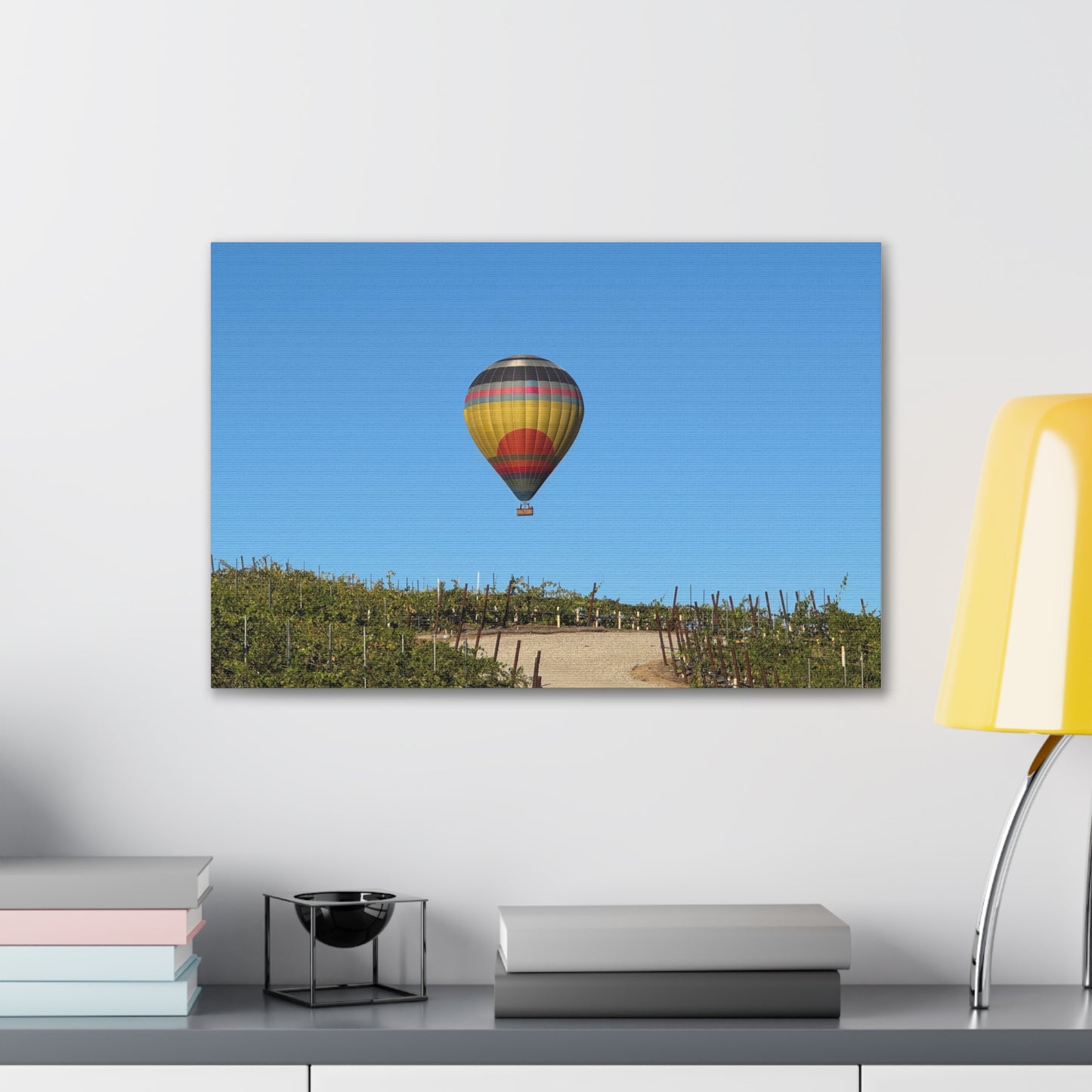Hot Air Balloon Over Vineyard Canvas