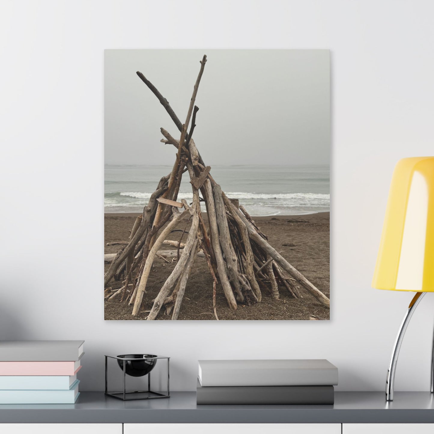Driftwood Teepee Beach Driftwood Canvas