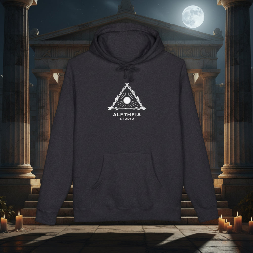 Minimalist Triangle Logo Hoodie — White Casual Streetwear