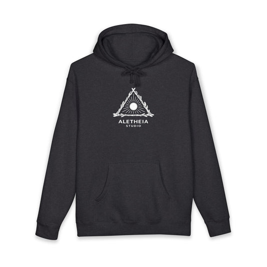 Minimalist Triangle Logo Hoodie — White Casual Streetwear