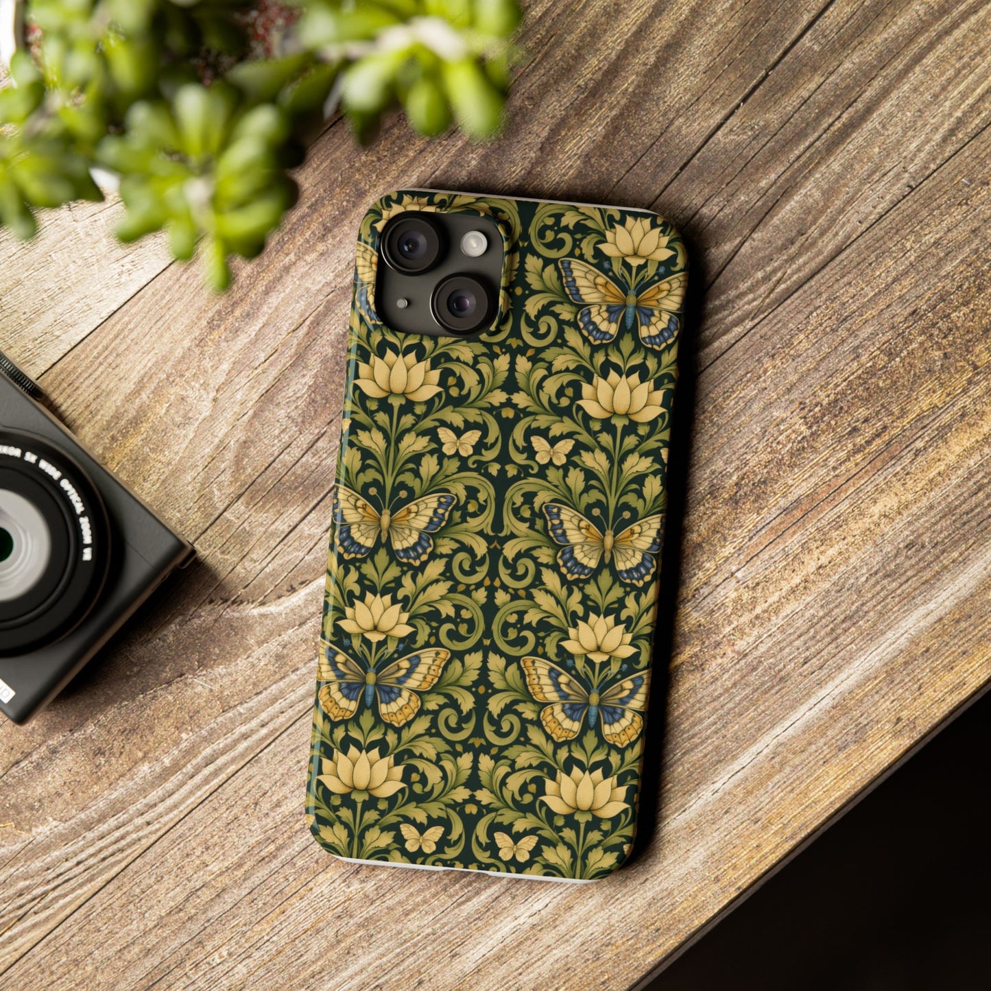 Victorian Butterfly Slim Phone Case — Vintage Floral Pattern