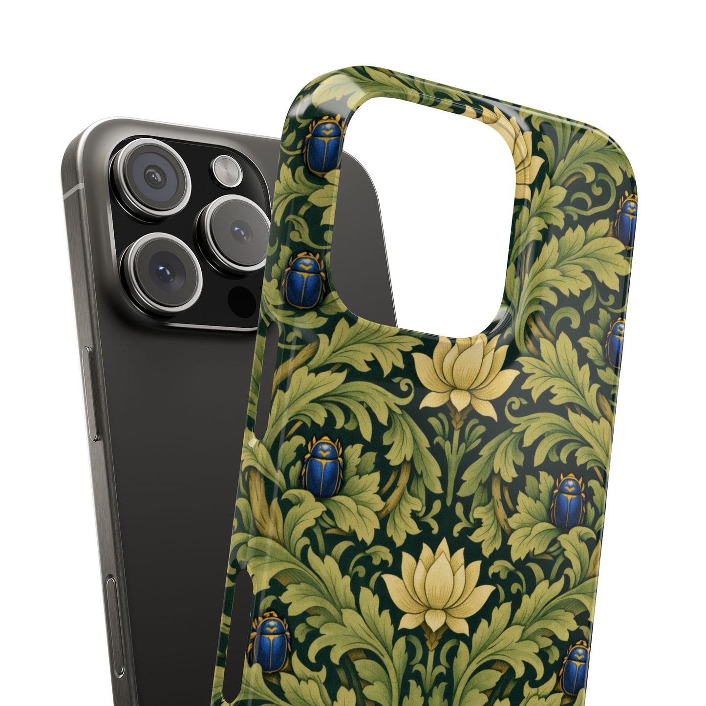 Vintage William Morris Green Lotus & Beetle Slim Phone Case
