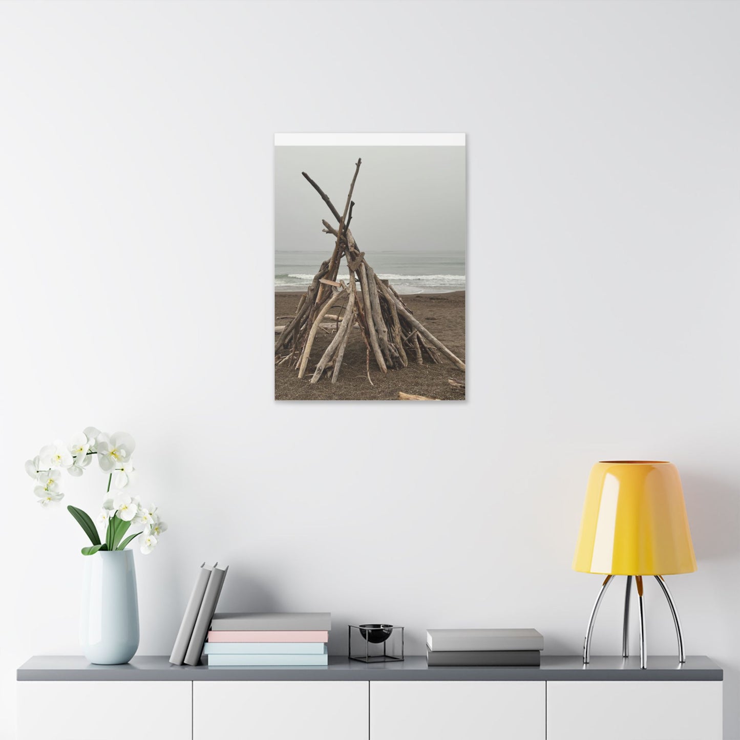 Driftwood Teepee Beach Driftwood Canvas
