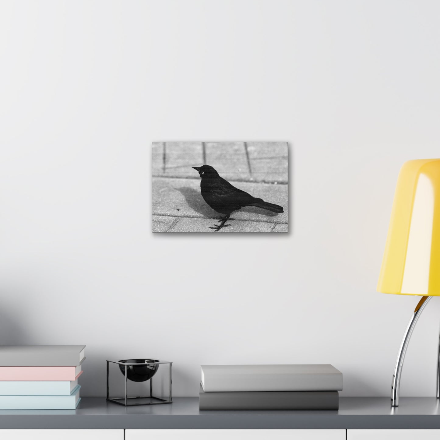 Blackbird Photo Canvas Stretched 1.5'' | Monochrome Bird Wall Art