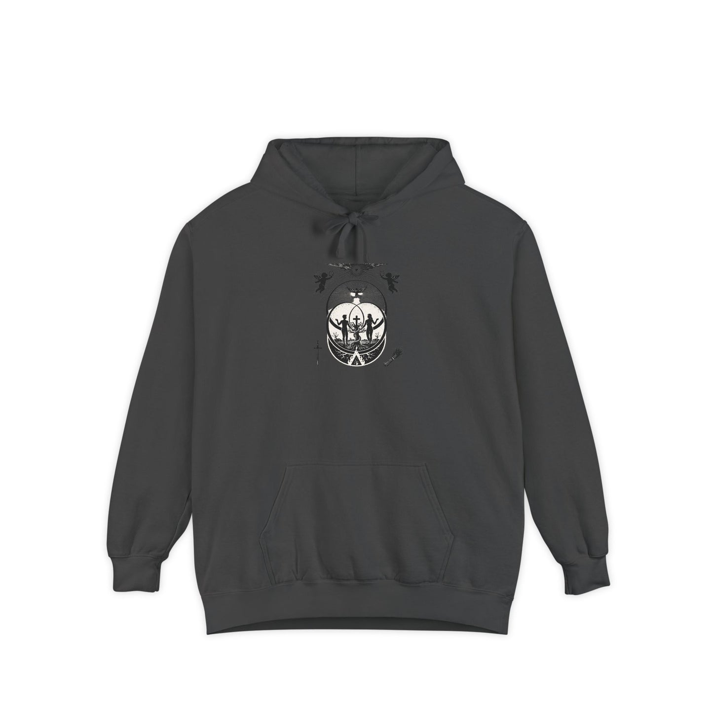 Moonlit Forest Hoodie — Crescent Moon & Gathering Silhouette Pullover