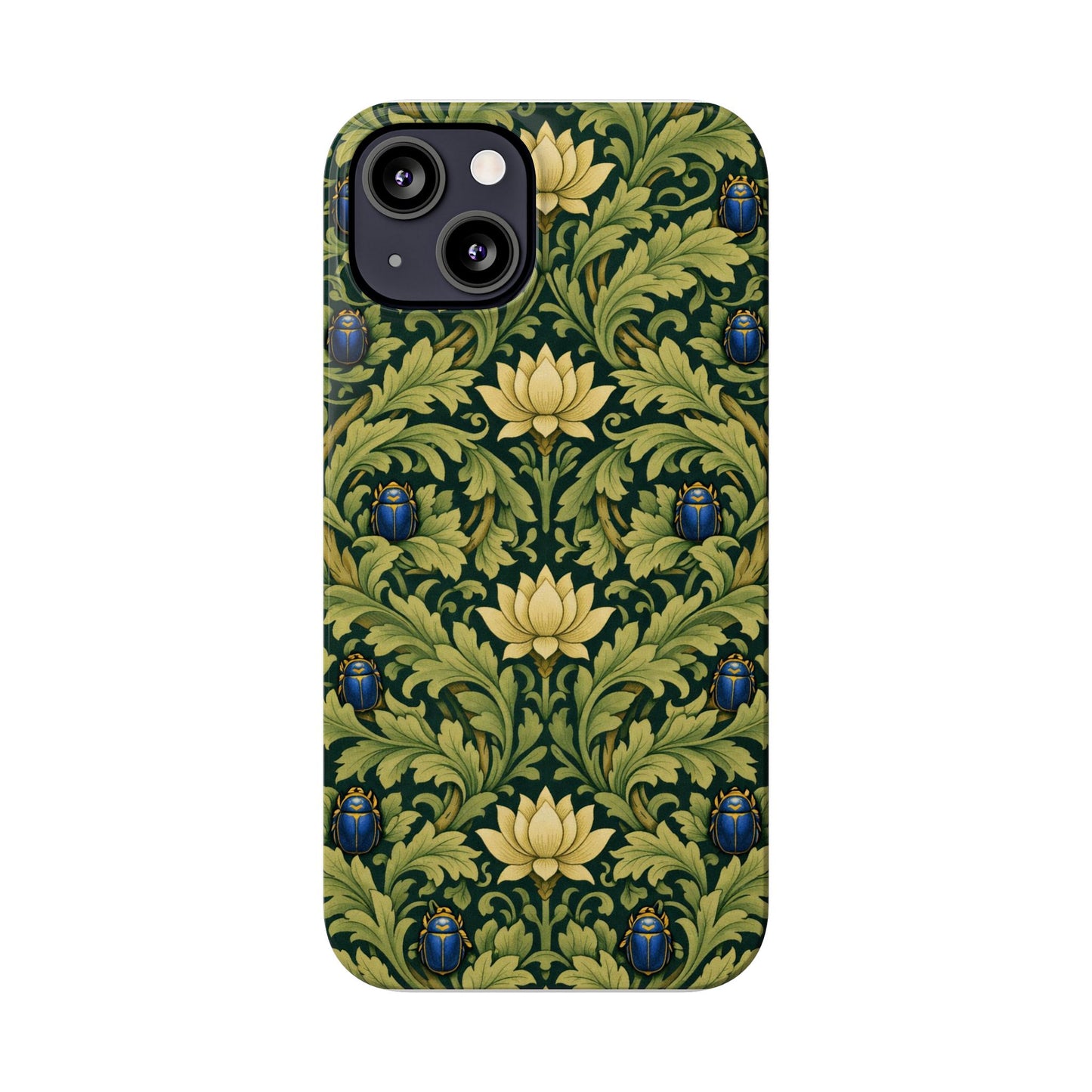 Vintage William Morris Green Lotus & Beetle Slim Phone Case