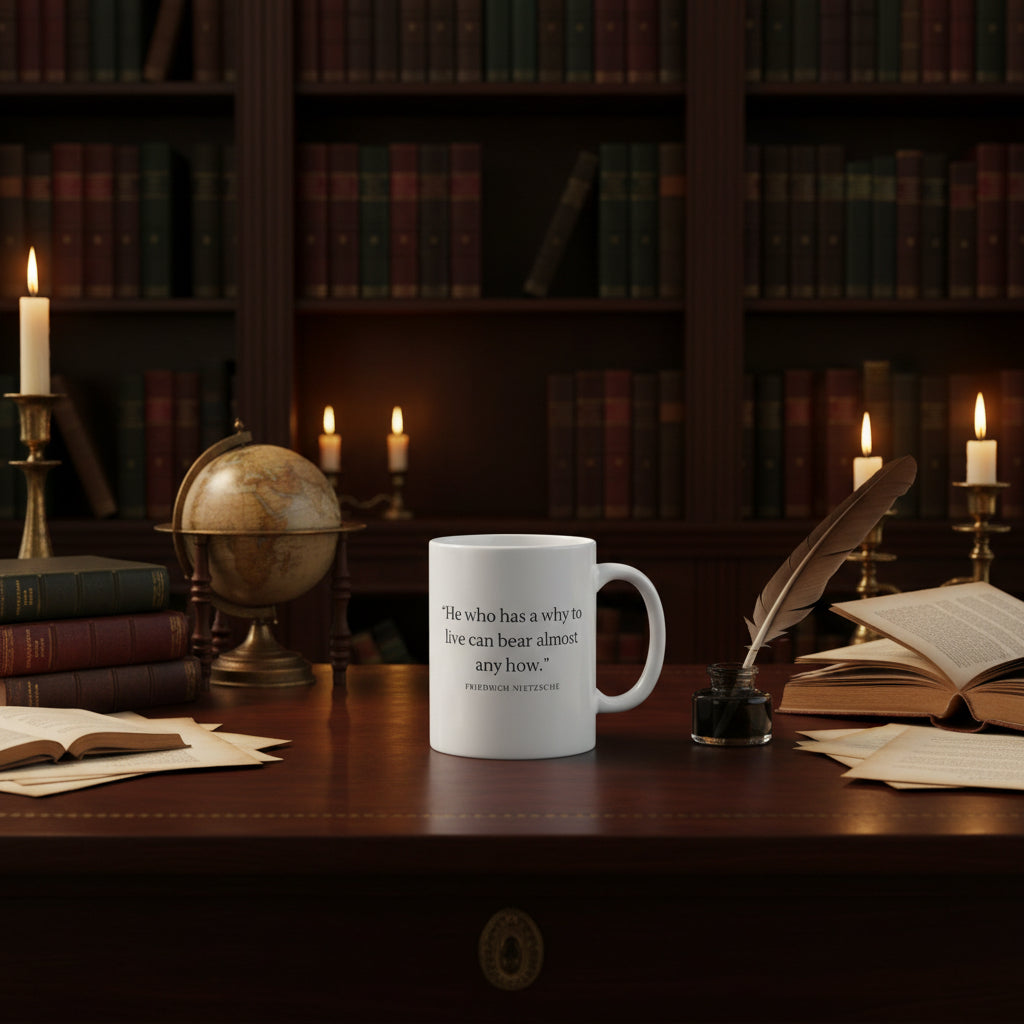 "He Who Has A Why" Mug — Nietzsche