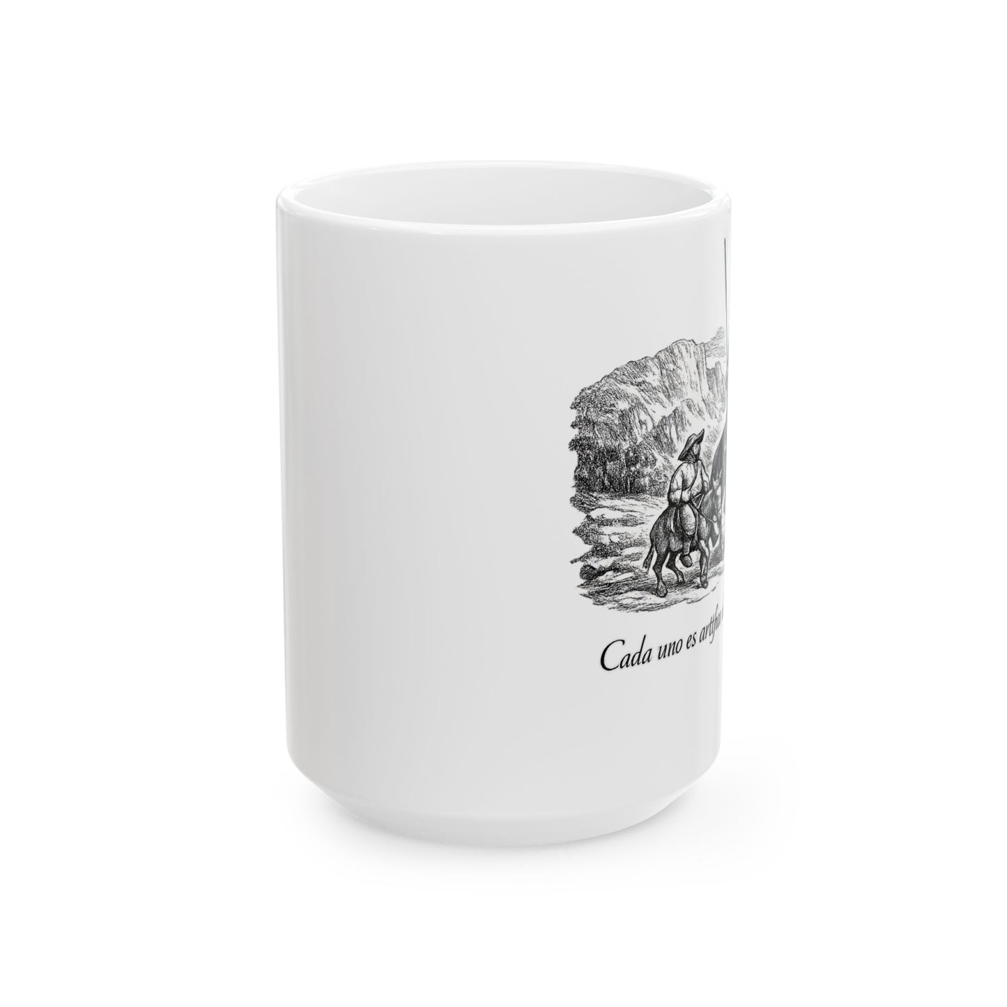 Don Quixote Ceramic Mug – Black Print | Cervantes Quote