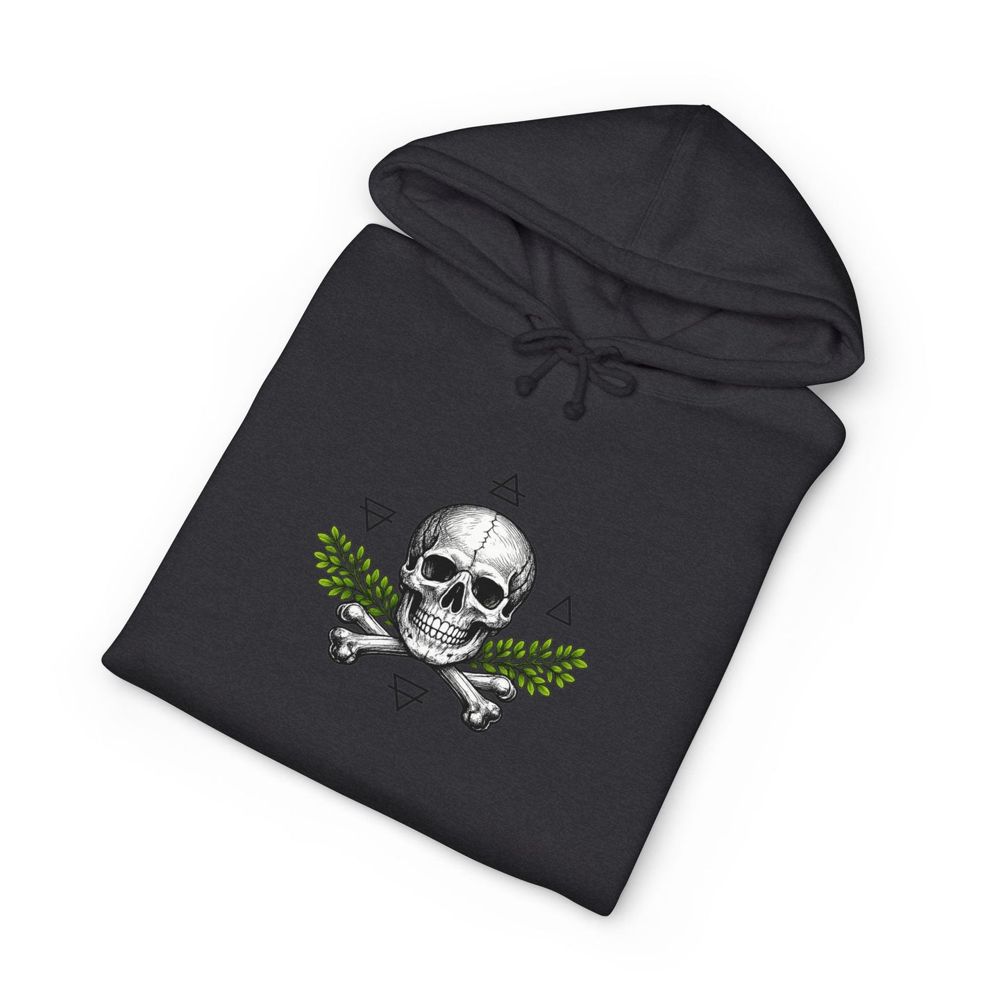 Skull & Acacia Sprig Hoodie — Gothic Skull Graphic Pullover